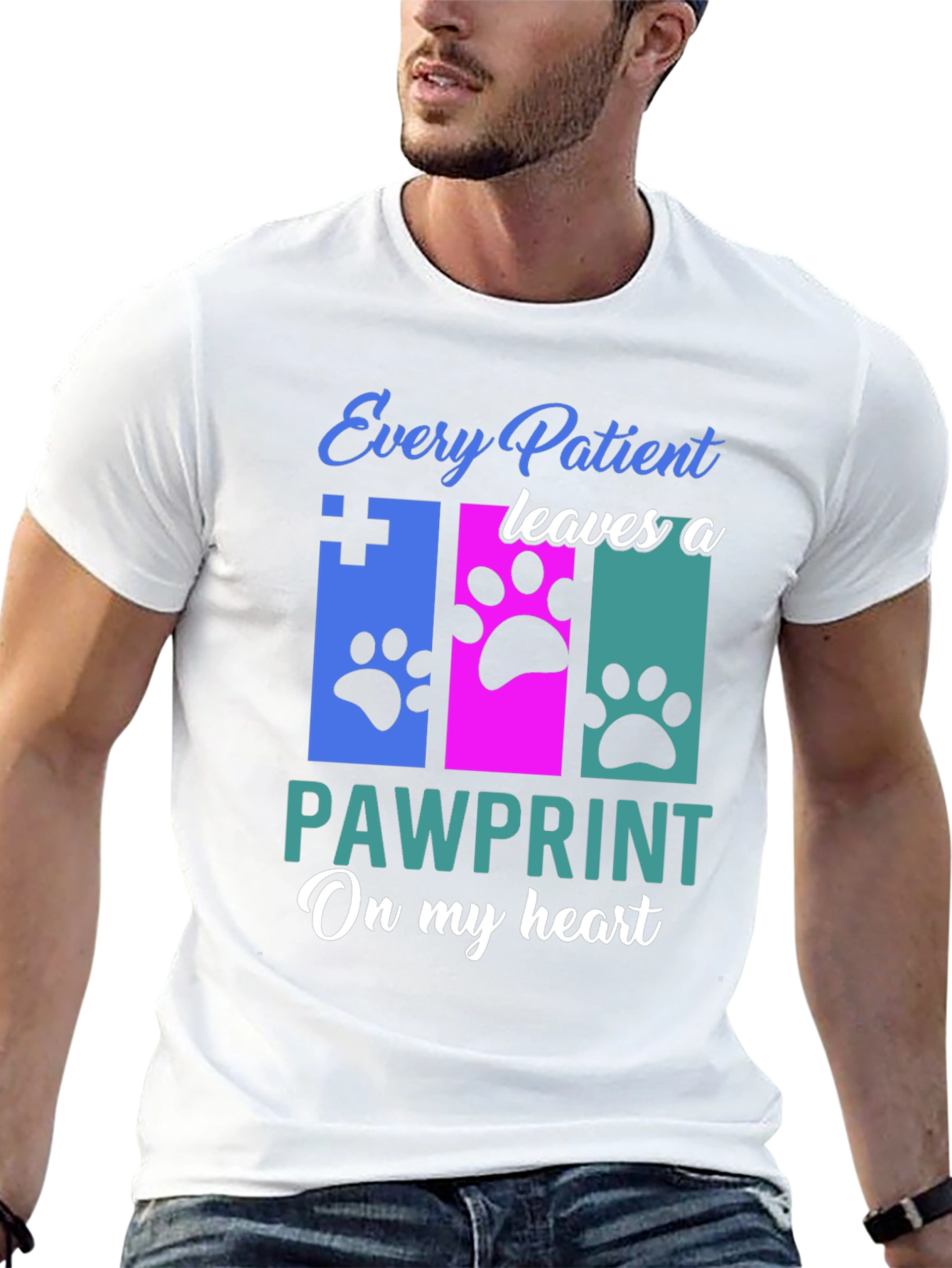 Black Veterinarian Paw Print T-Shirt - Animal Lover Gift view 13