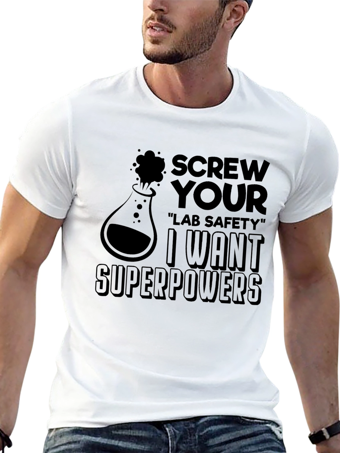 Black Screw Lab Safety I Want Superpowers Black T-Shirt view 13