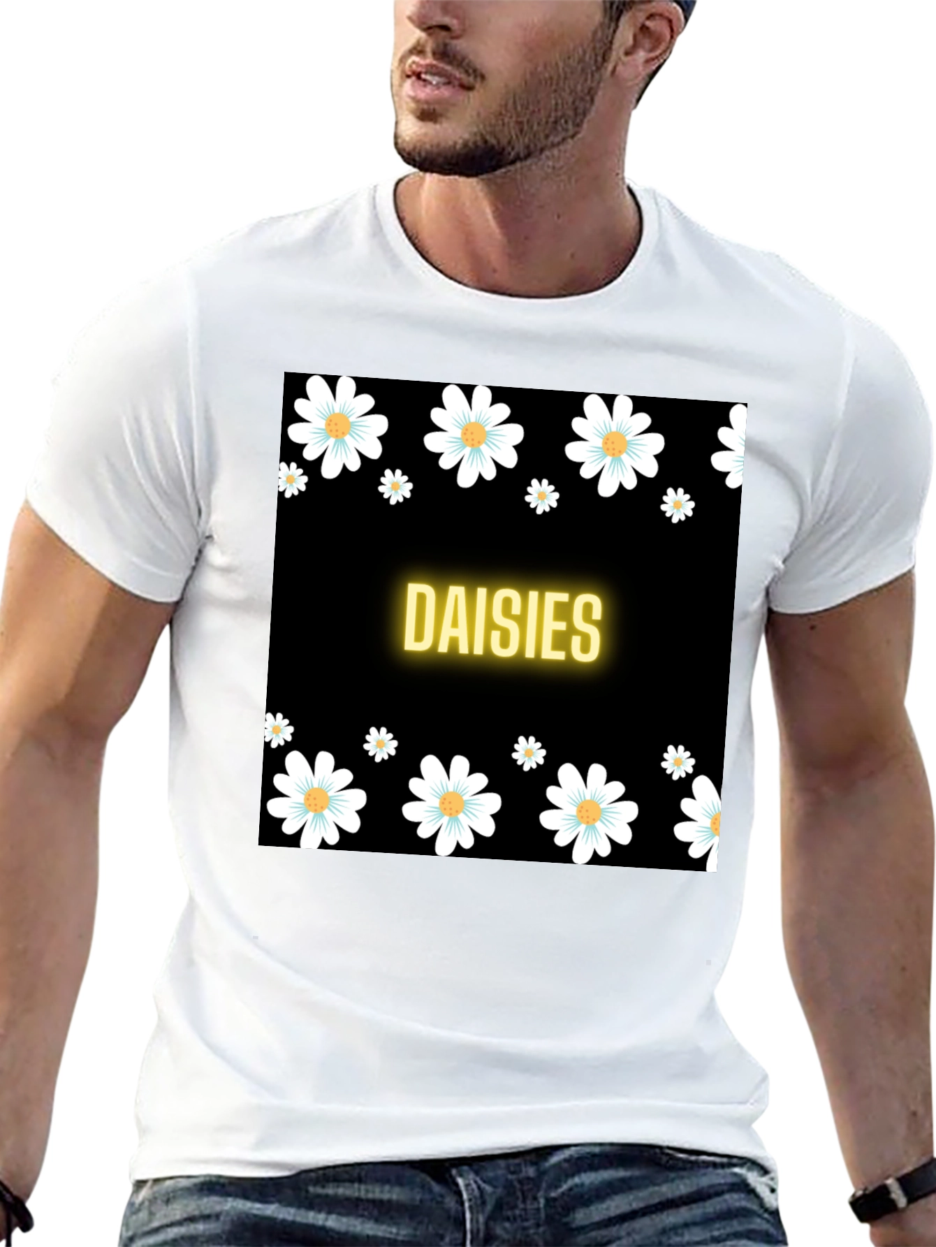 Black Daisies Black T-Shirt view 13