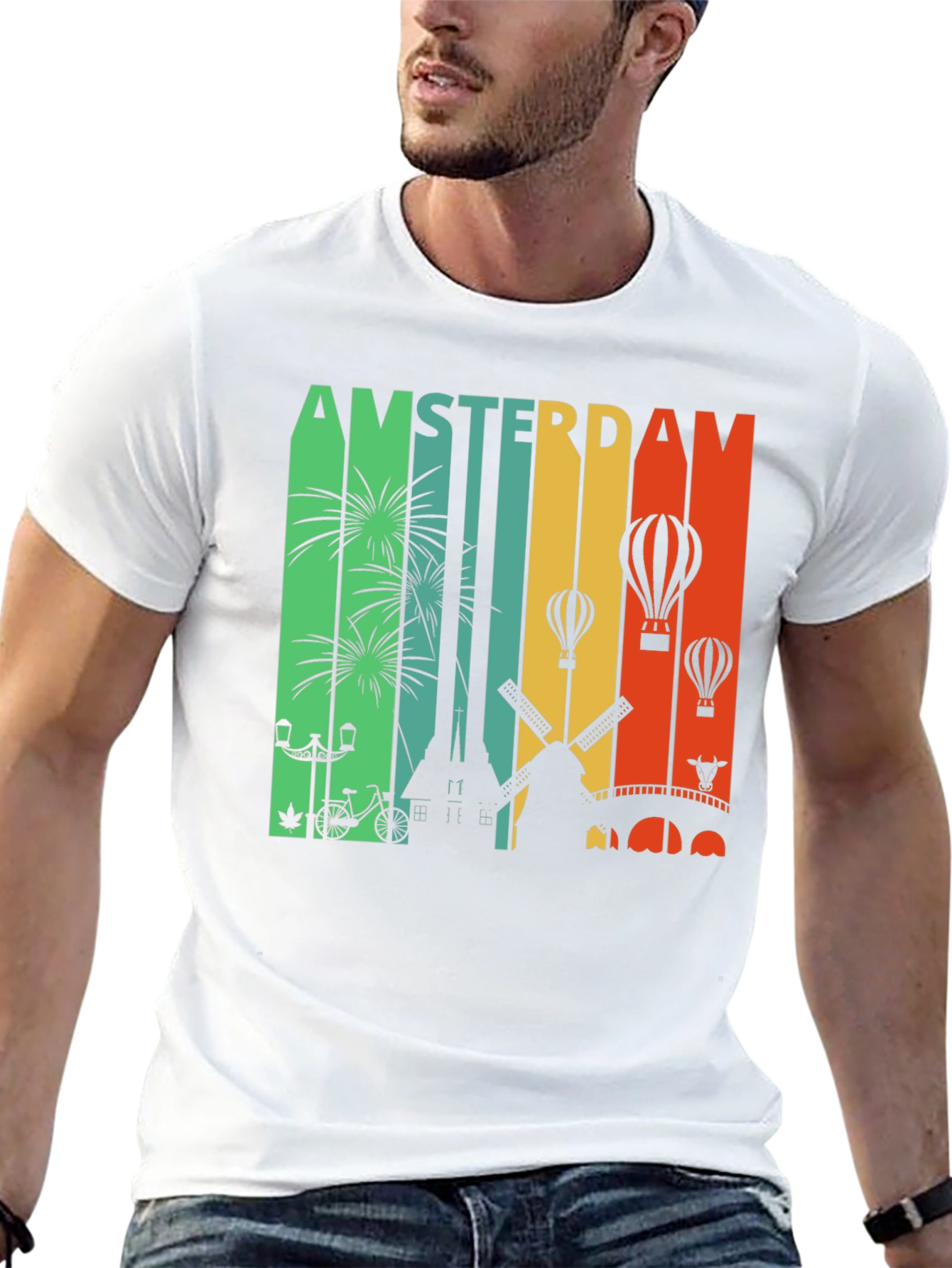 Black Amsterdam Cityscape Graphic Tee view 13