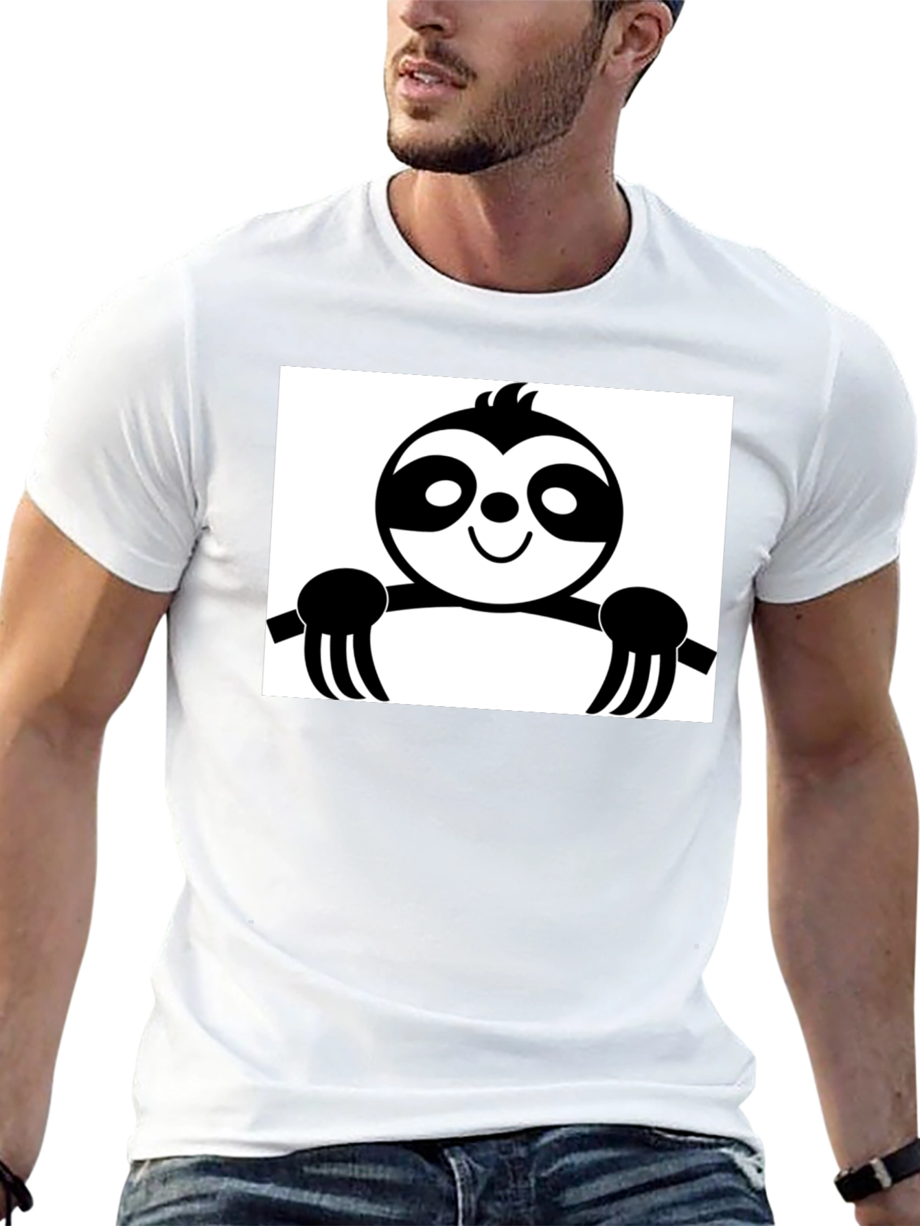 Black Sloth Graphic Tee - Black Cotton Casual Shirt view 13