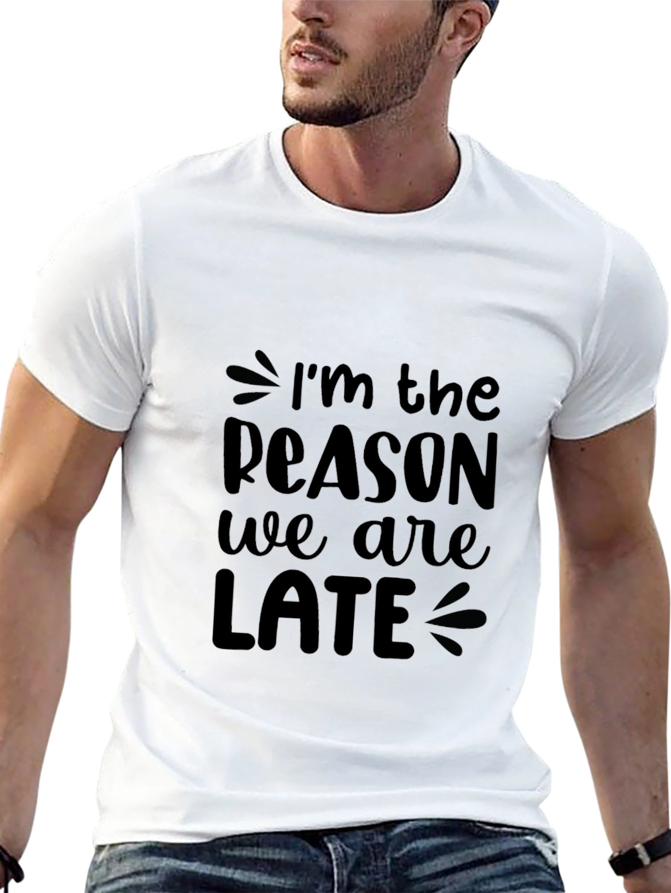 Black Funny "I'm The Reason We Are Late" Black T-Shirt view 13