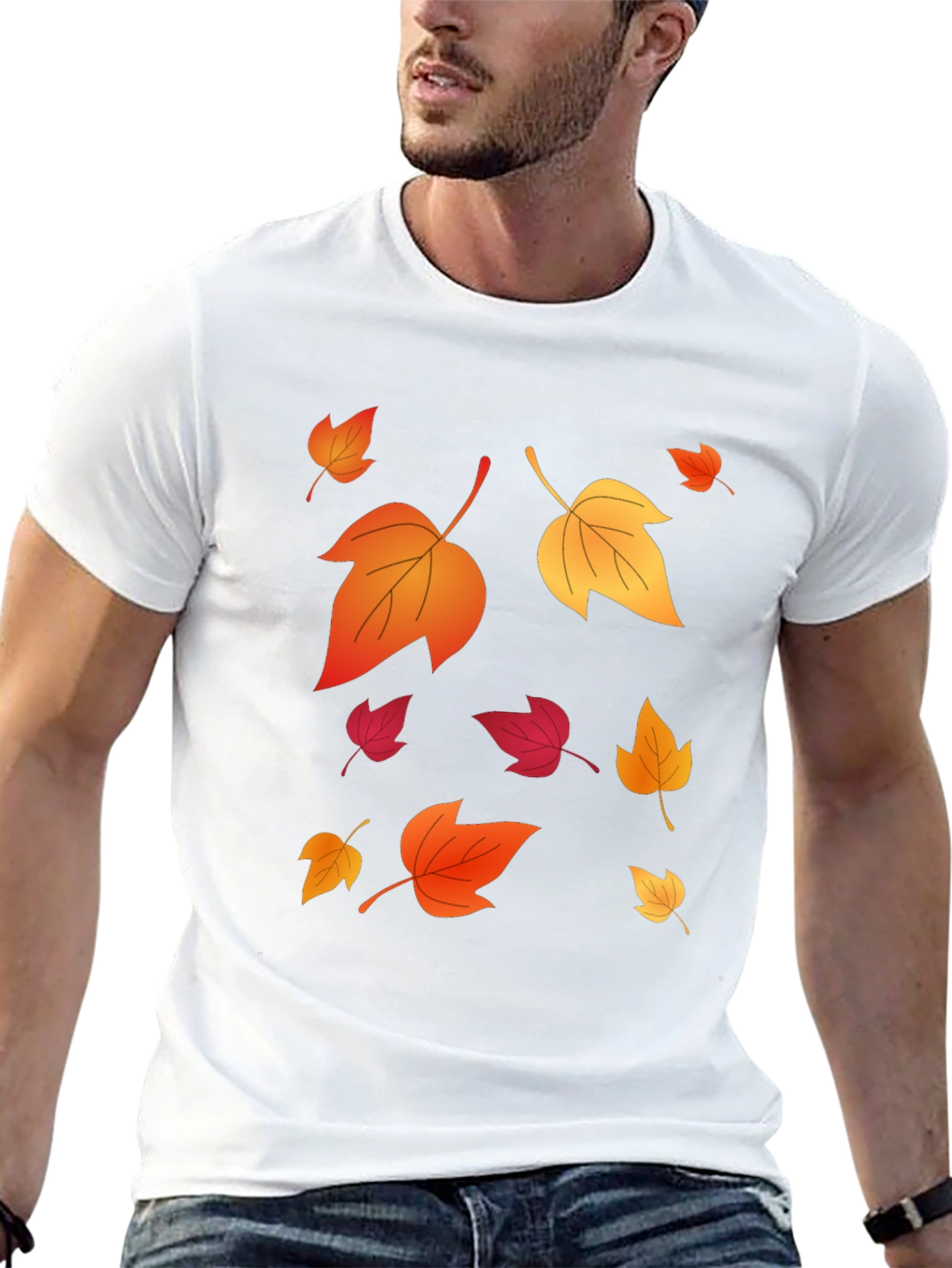 Black Autumn Leaves Graphic Black T-Shirt view 13