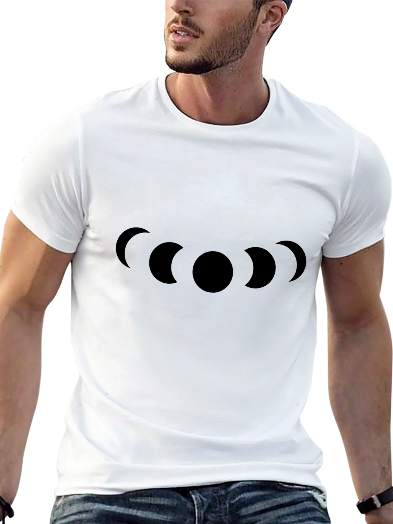 Black Lunar Cycle Graphic T-Shirt - Black Cotton Tee view 13