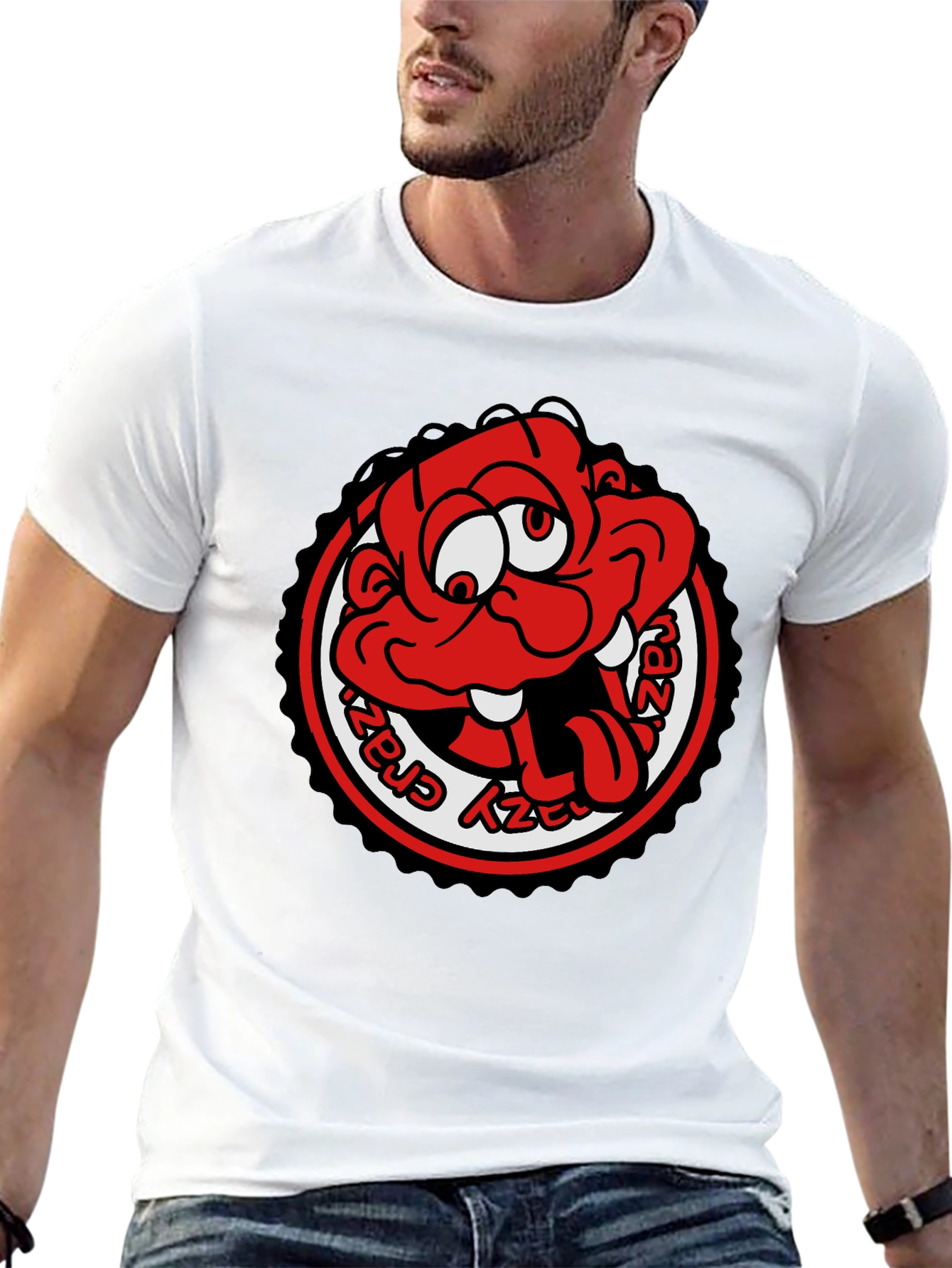 Black Crazy Cartoon Graphic Tee - Black Unisex T-Shirt view 13