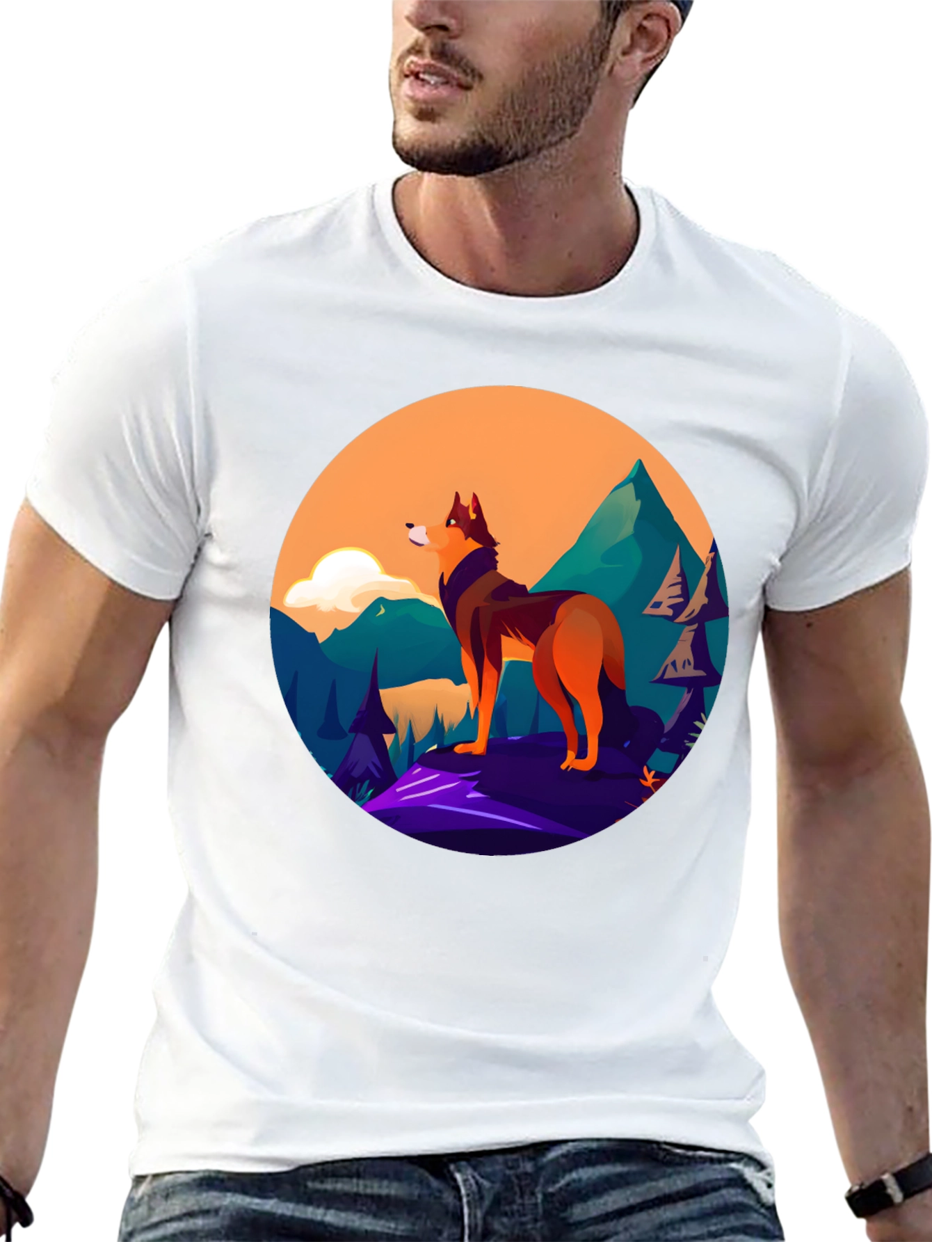 Black Wolf Graphic Black T-Shirt view 13