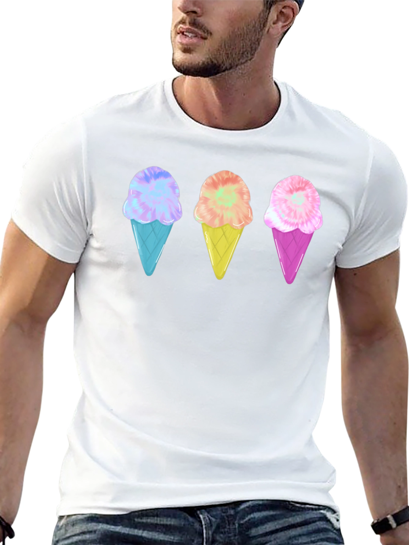 Black Ice Cream Cone Graphic Tee - Black Unisex T-Shirt view 13