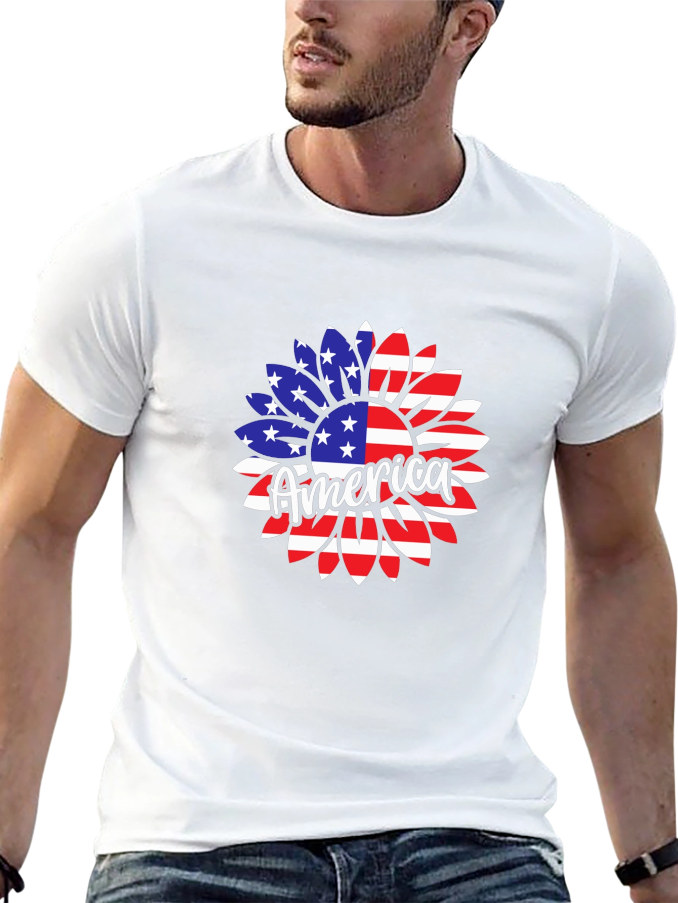 America Sunflower Graphic Tee - Patriotic Pride! - 13