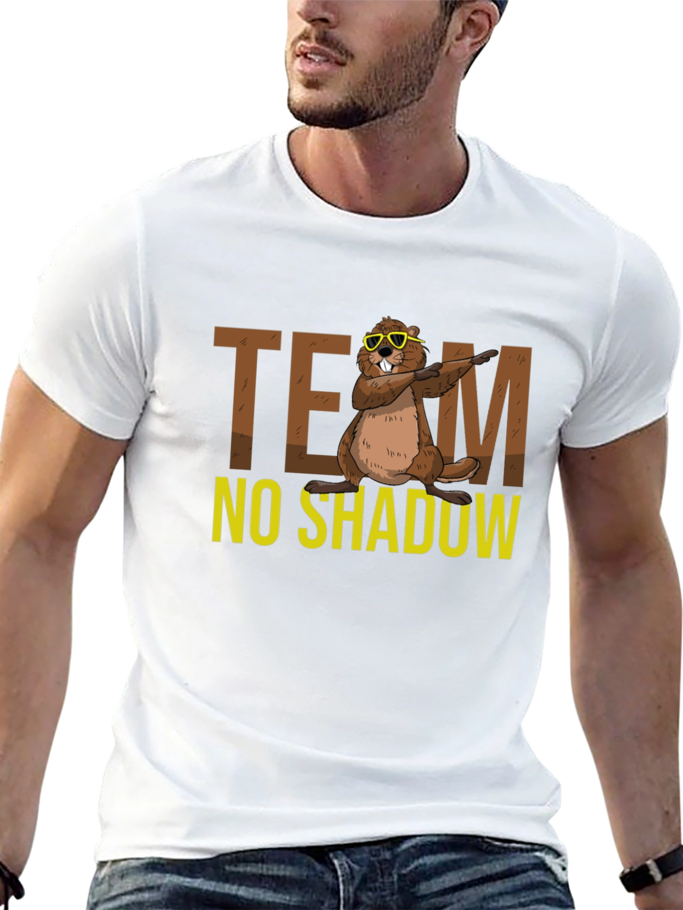 Black Team No Shadow Funny Groundhog Day T-Shirt view 13