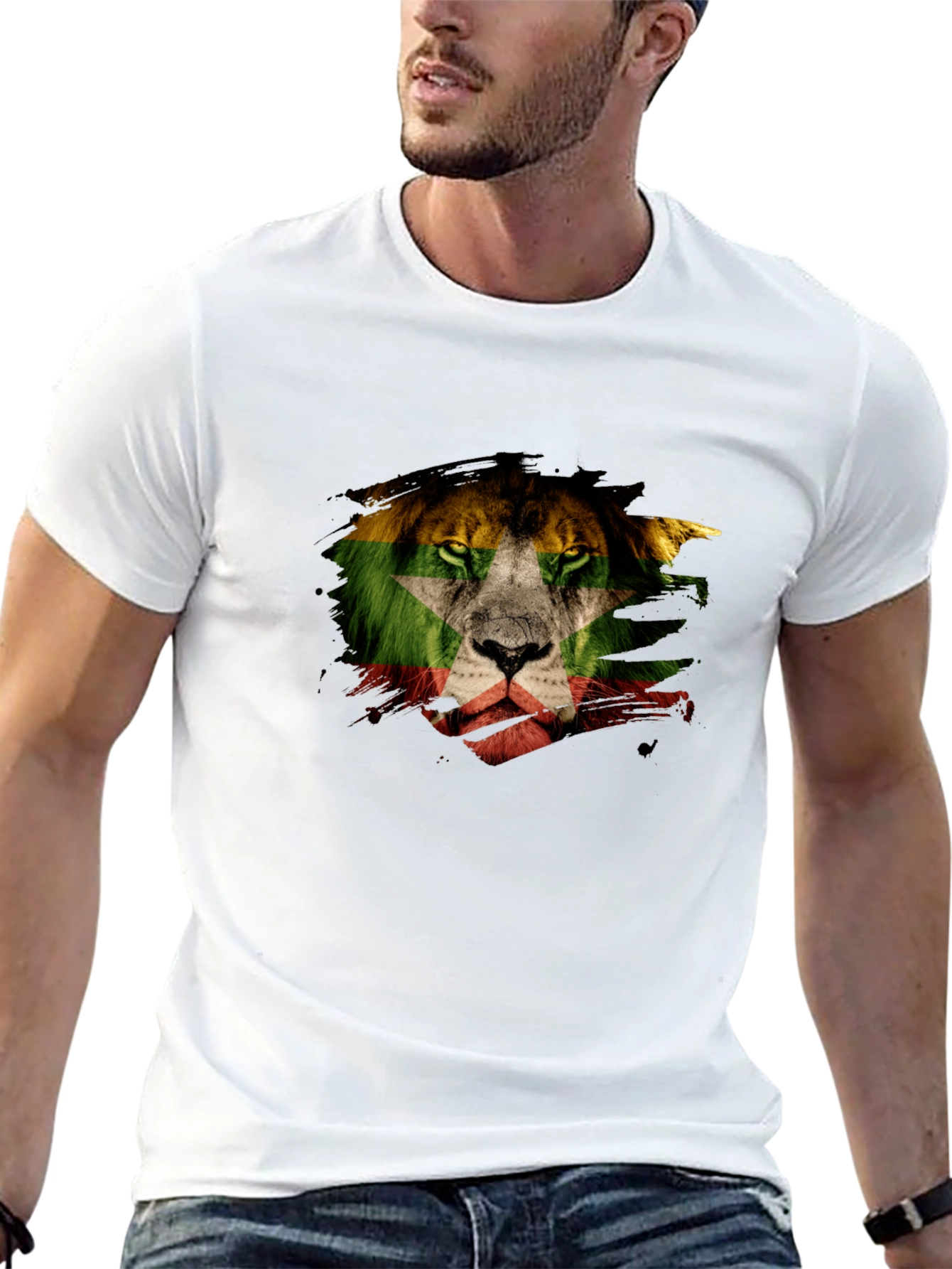 Black Lion Flag Graphic T-Shirt - Modern Style view 13
