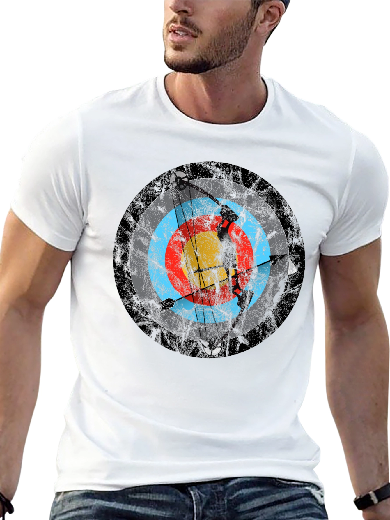 Black Archery Target Tee - Vintage Bow and Arrow Design view 13