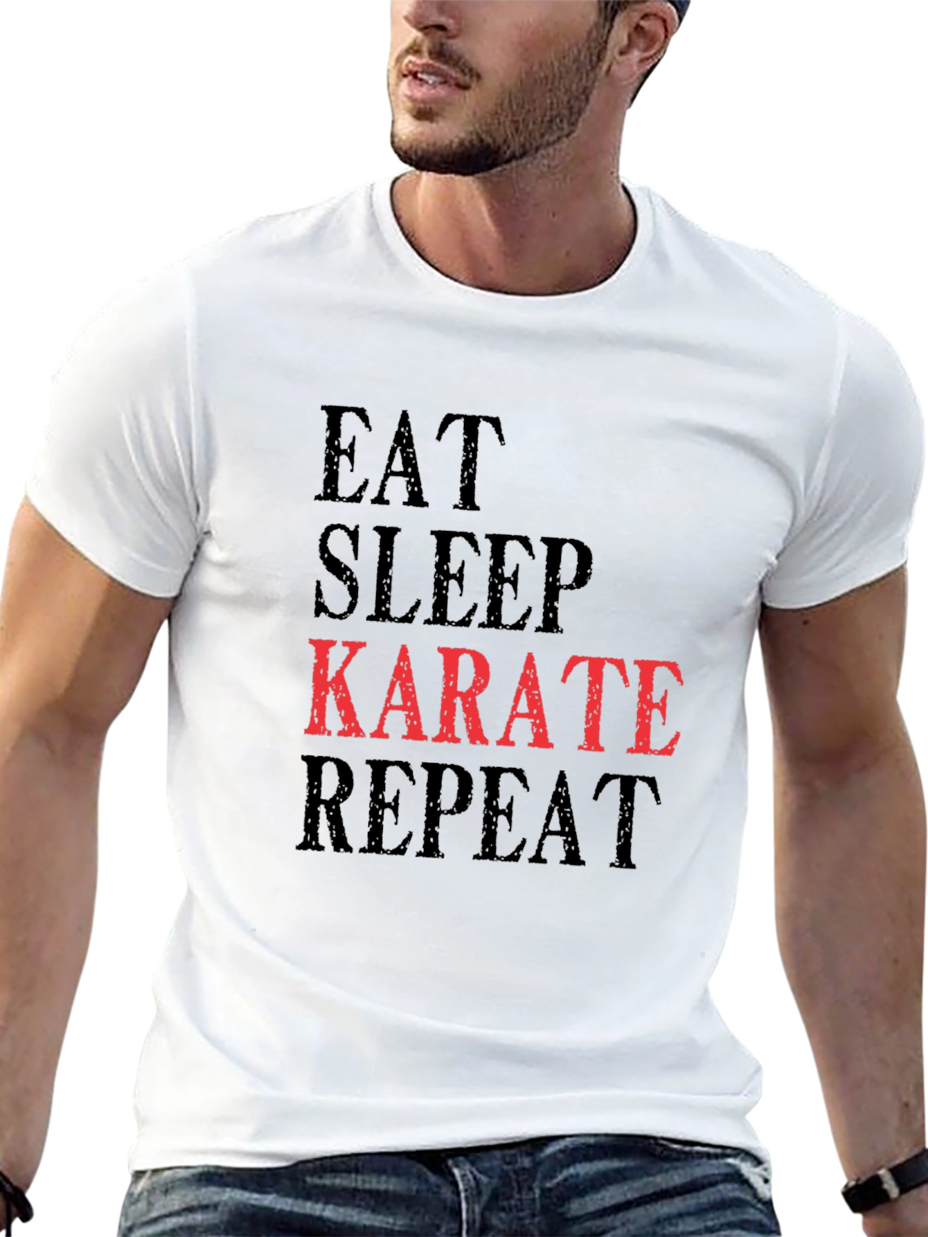 Black Eat Sleep Karate Repeat T-Shirt view 13