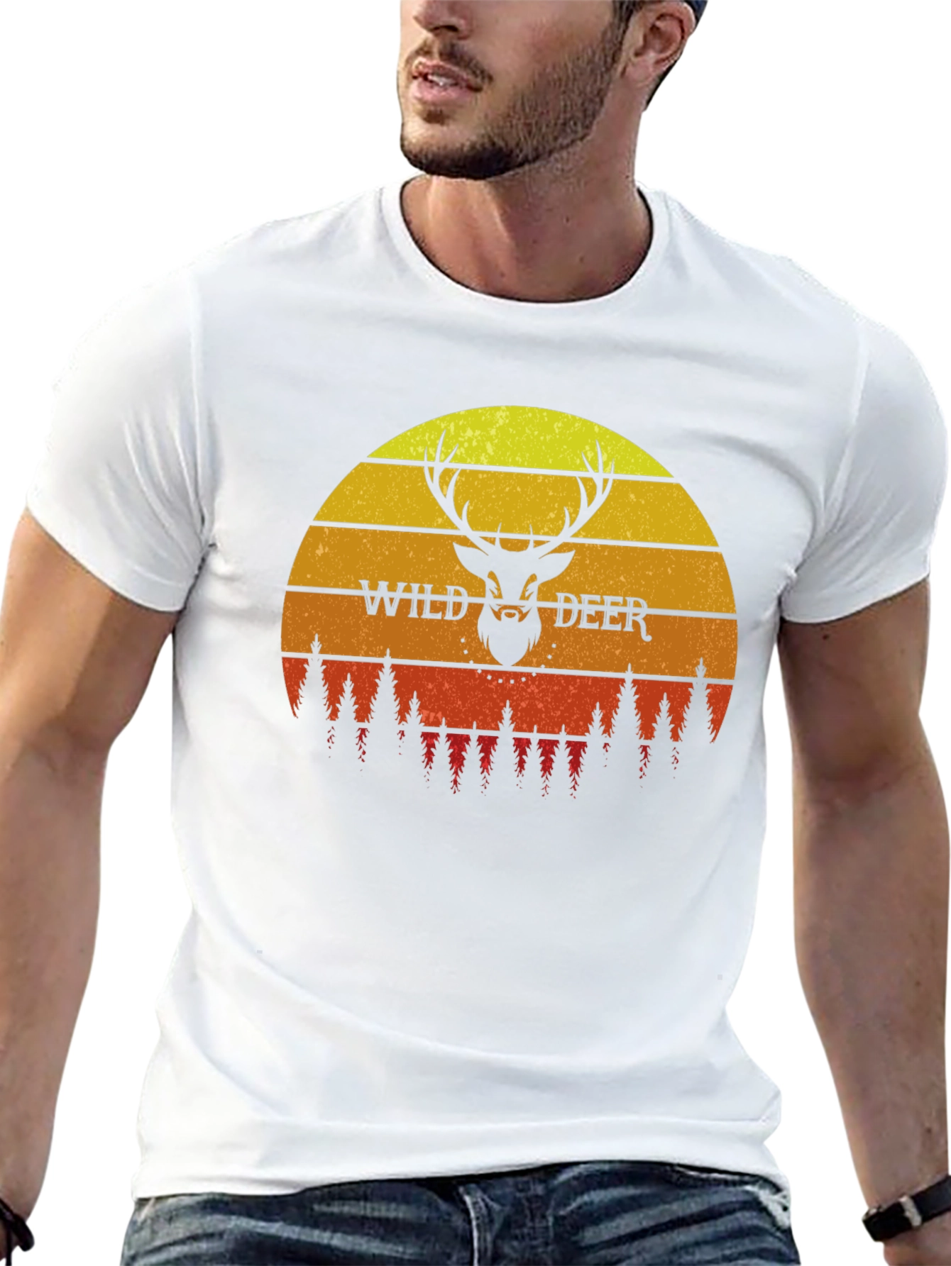 Black Wild Deer Sunset Graphic T-Shirt - Nature Lover Tee view 13