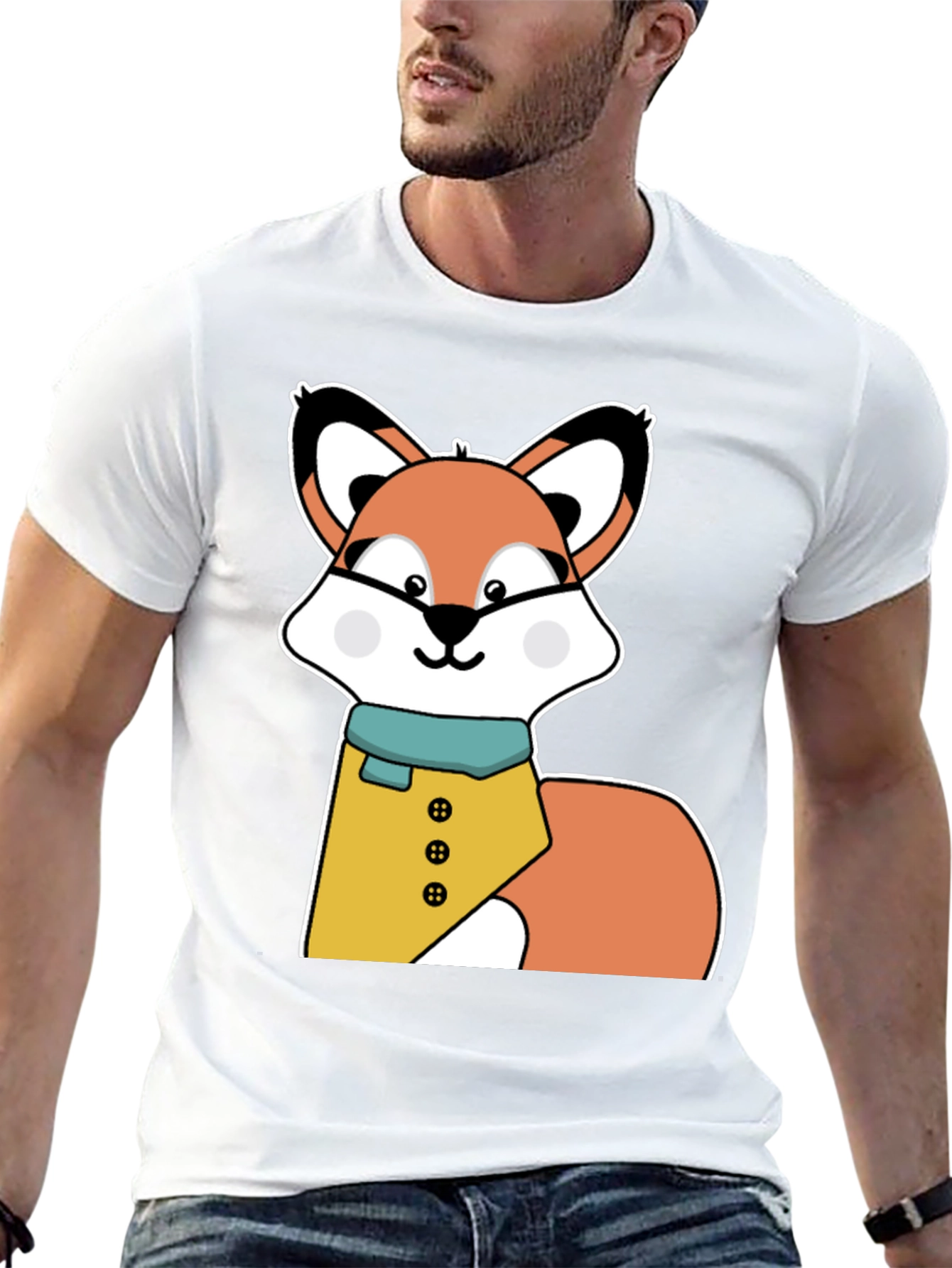 Black Cute Cartoon Fox T-Shirt - Stylish Animal Graphic Tee view 13