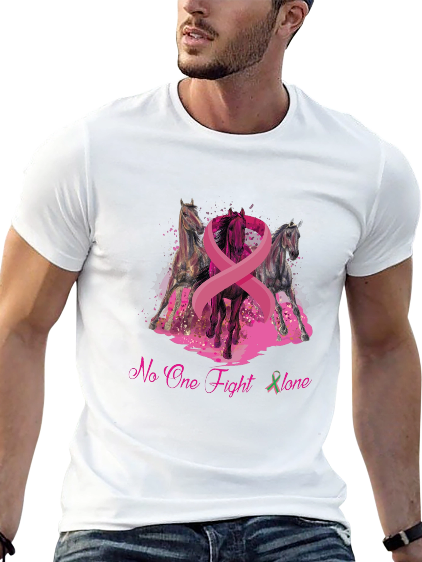 Black Horse & Breast Cancer Awareness Graphic T-Shirt view 13