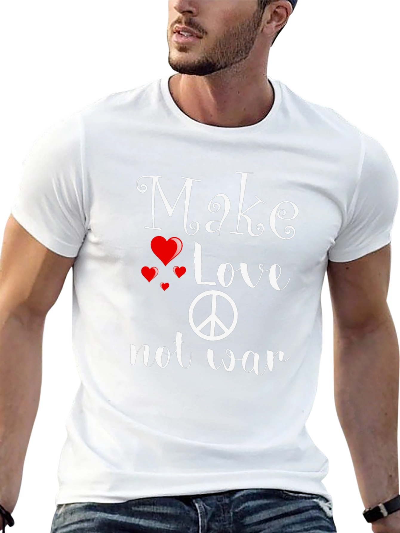 Black Peace & Love Graphic Tee - Black view 13