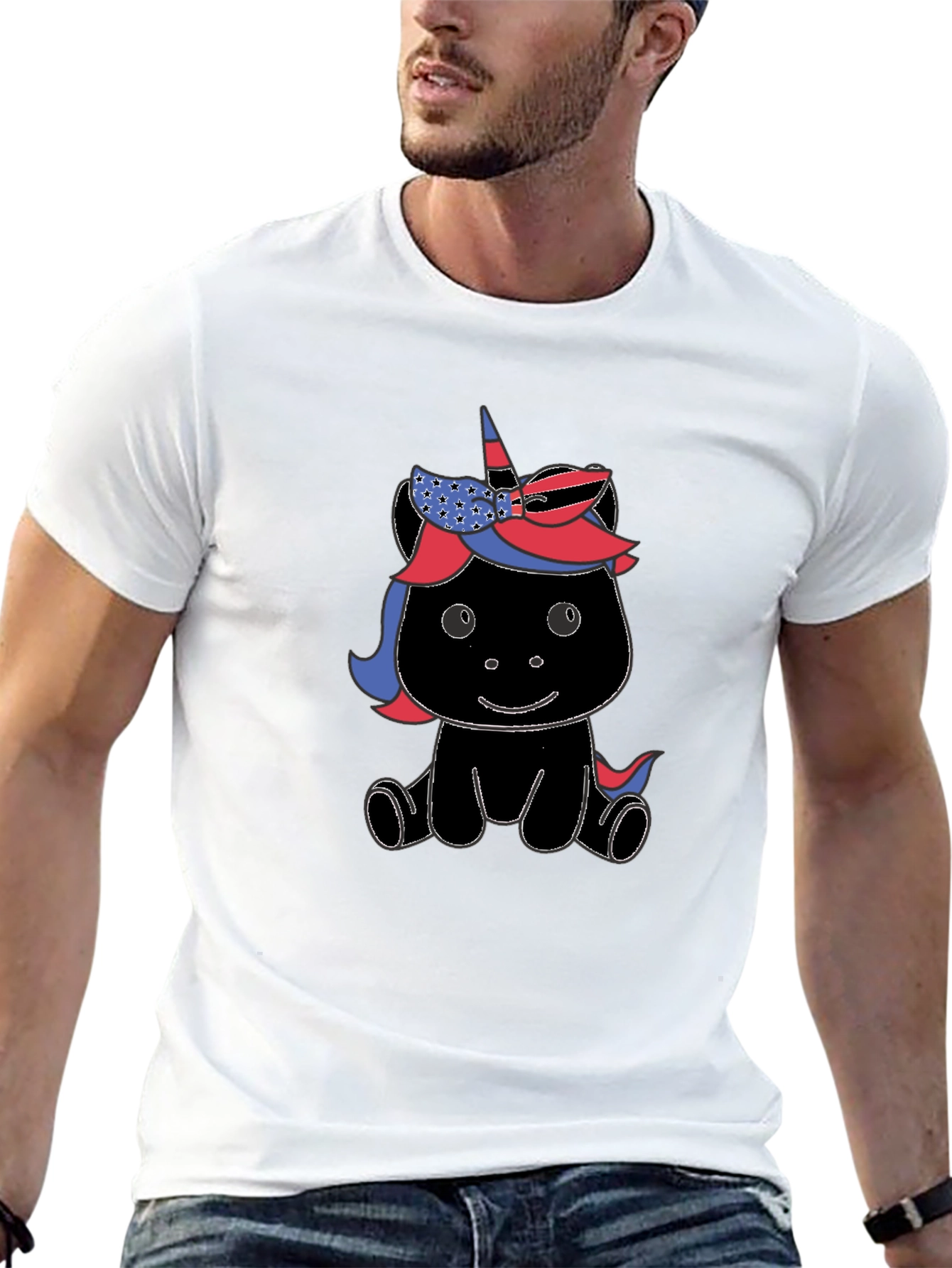 Black Cute Cartoon Unicorn Graphic T-Shirt view 13