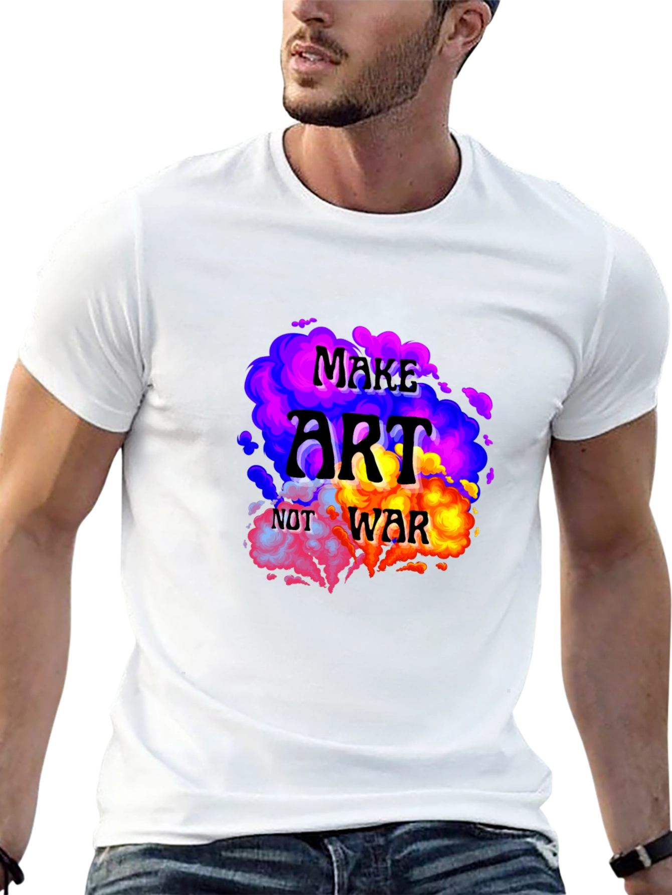 Black Make Art Not War Graphic T-Shirt view 13