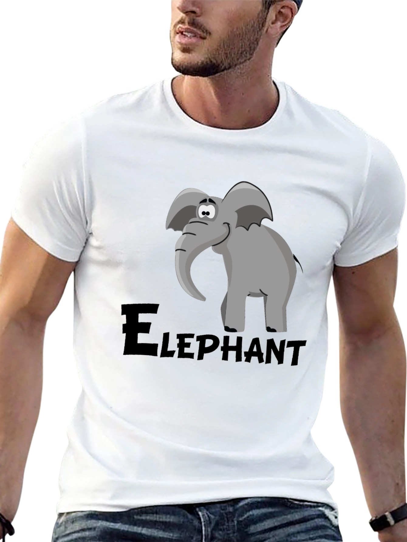 Black Elephant Cartoon Graphic Tee - Black view 13