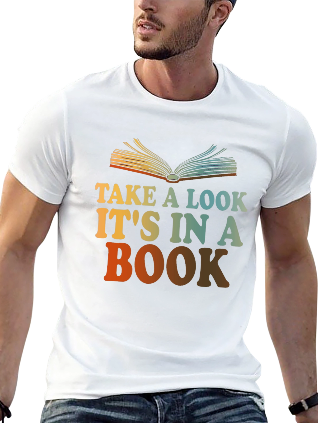Black Take a Look It's in a Book T-Shirt view 13