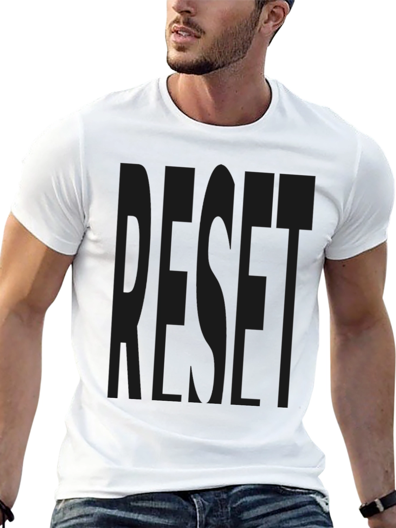Black RESET Graphic Print Black T-Shirt view 13