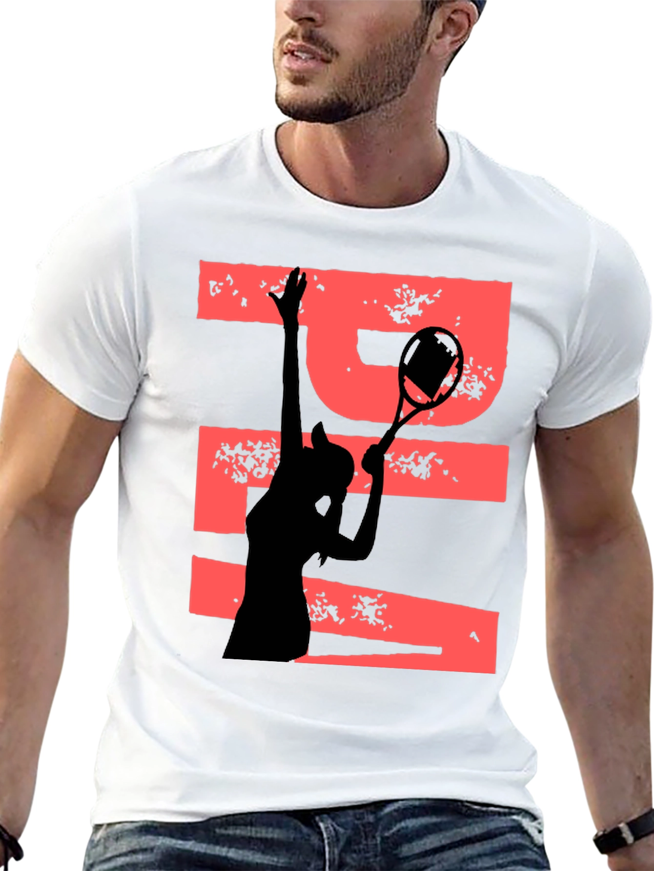 Black Tennis Player Graphic Tee - Unique Design view 13