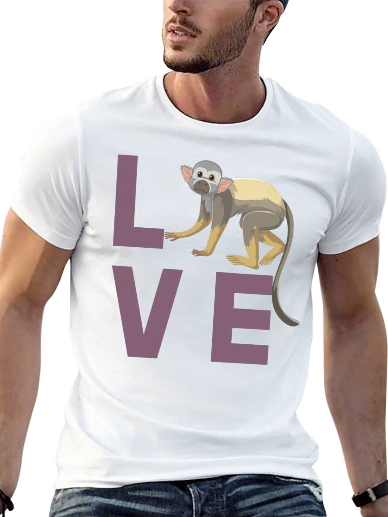 Black Love Monkey T-Shirt - Black Crew Neck Graphic Tee view 13