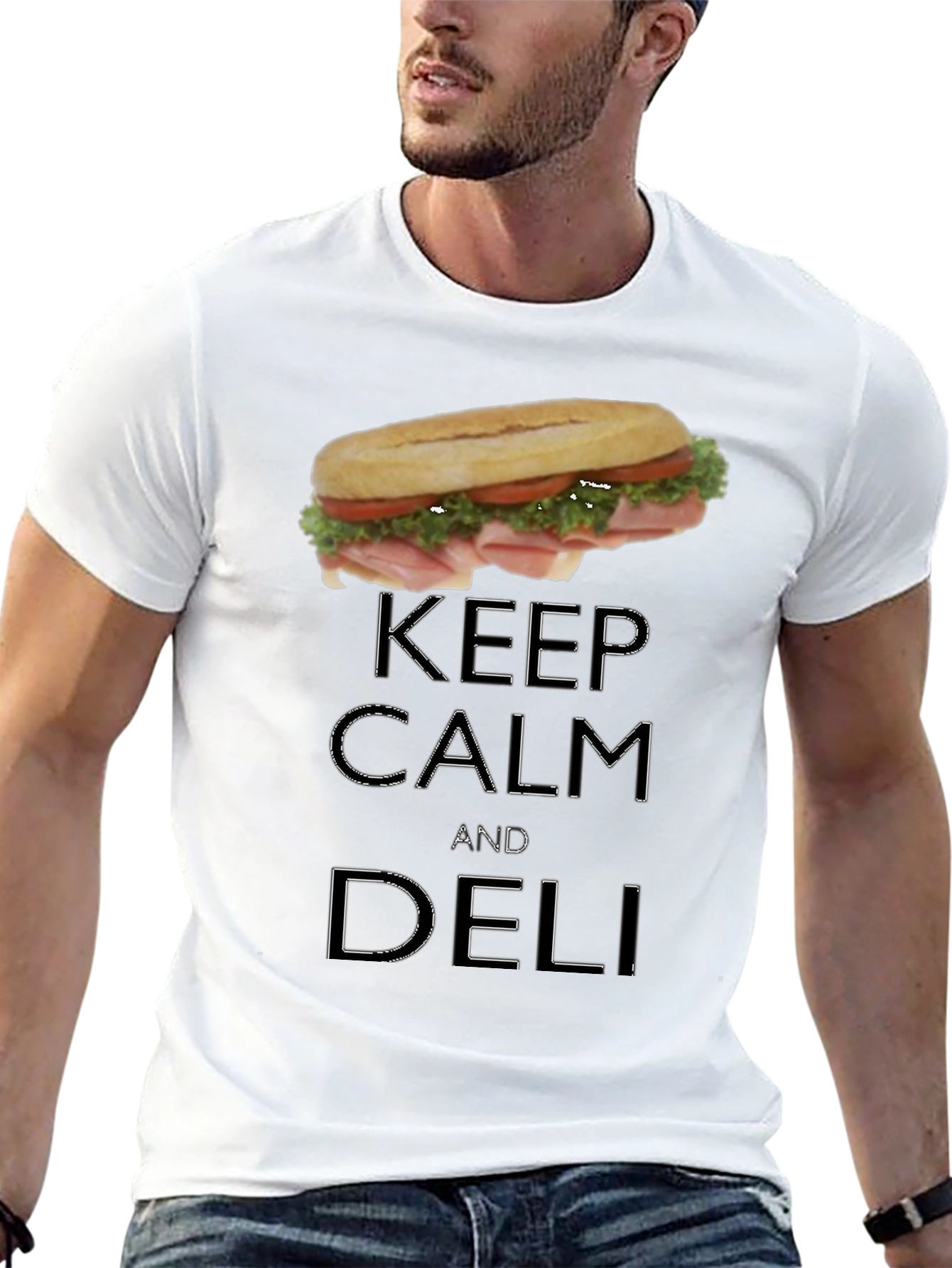 Black Keep Calm & Deli T-Shirt - Sandwich Lover Tee view 13