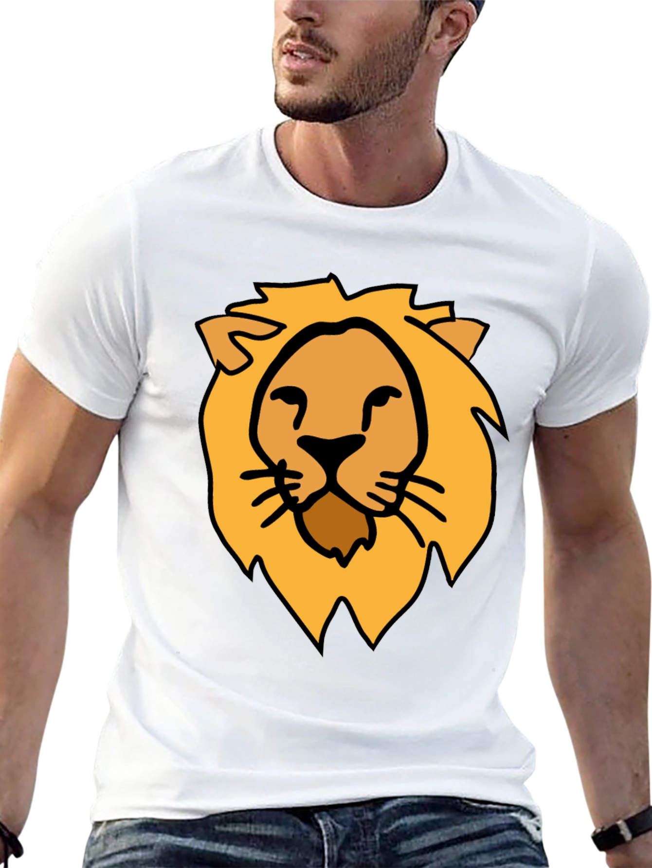 Black Lion Graphic Tee - Stylish Crew Neck Black T-Shirt view 13