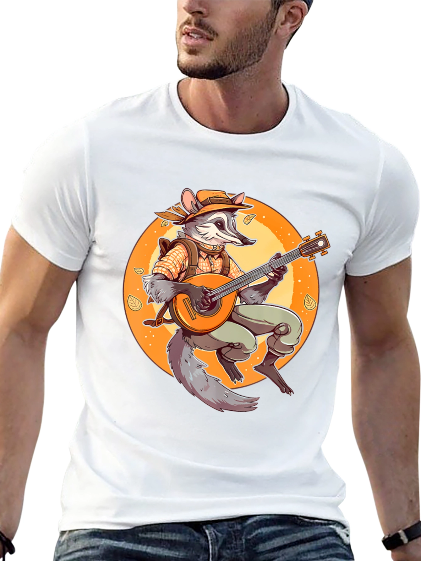 Black Raccoon Musician T-Shirt - Whimsical Animal Tee view 13