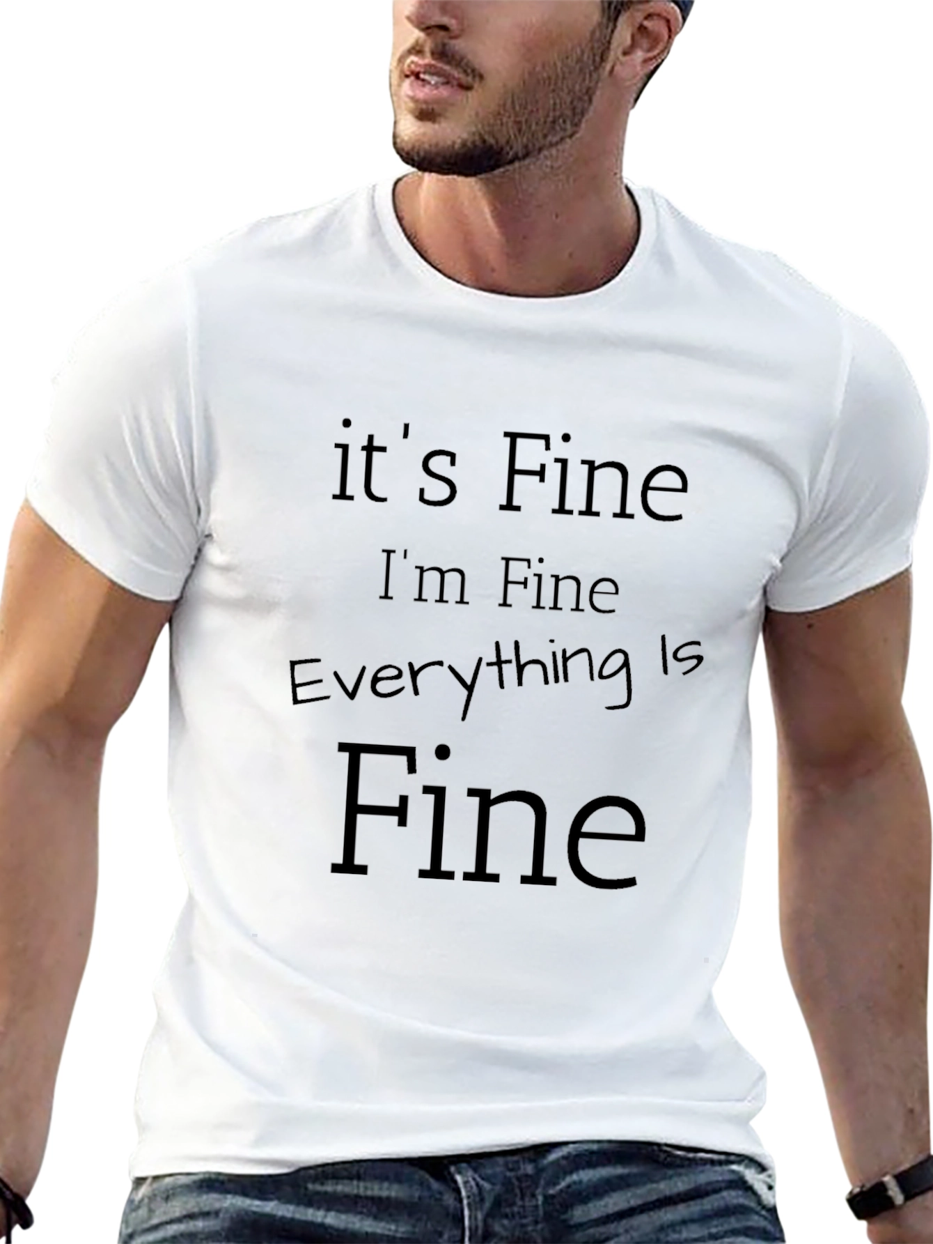 Black It's Fine I'm Fine Everything is Fine Black Tee view 13