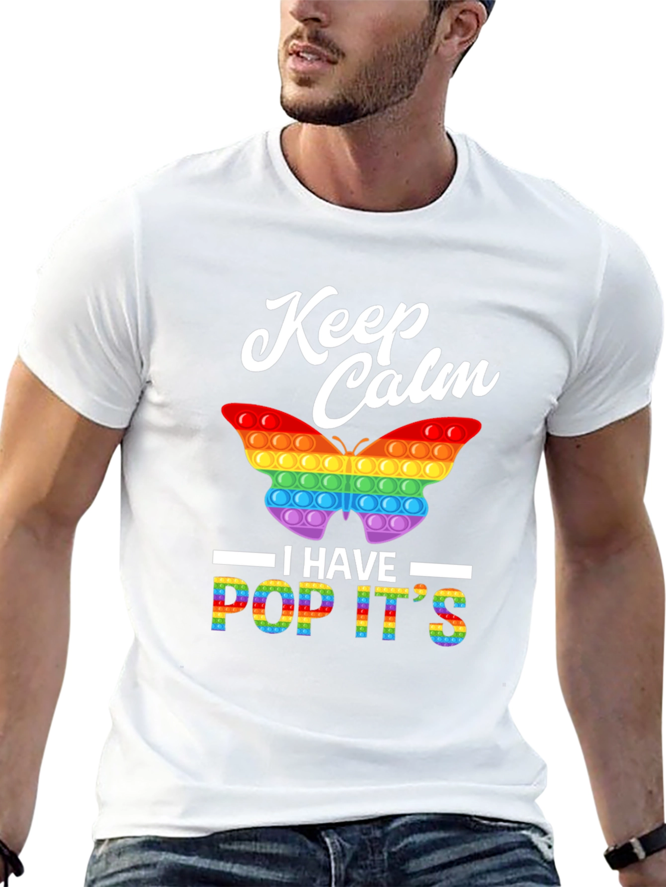 Black Keep Calm Pop It T-Shirt - Fun & Colorful! view 13