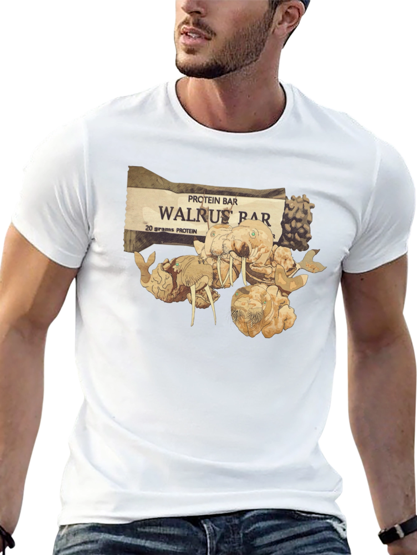 Black Walrus Bar Protein T-Shirt - Unique Graphic Tee view 13