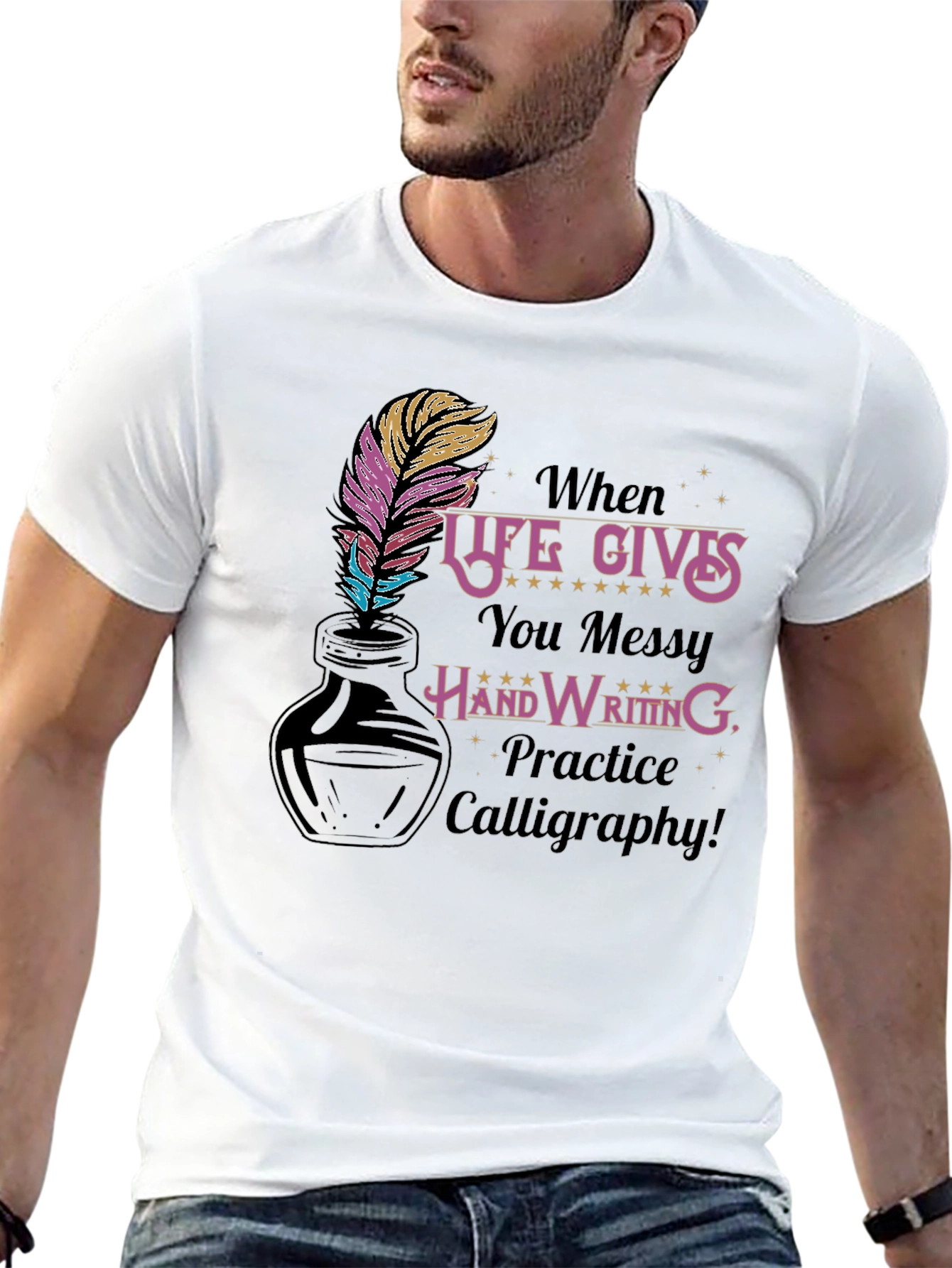 Calligraphy Practice T-Shirt - Messy Handwriting Design - 13