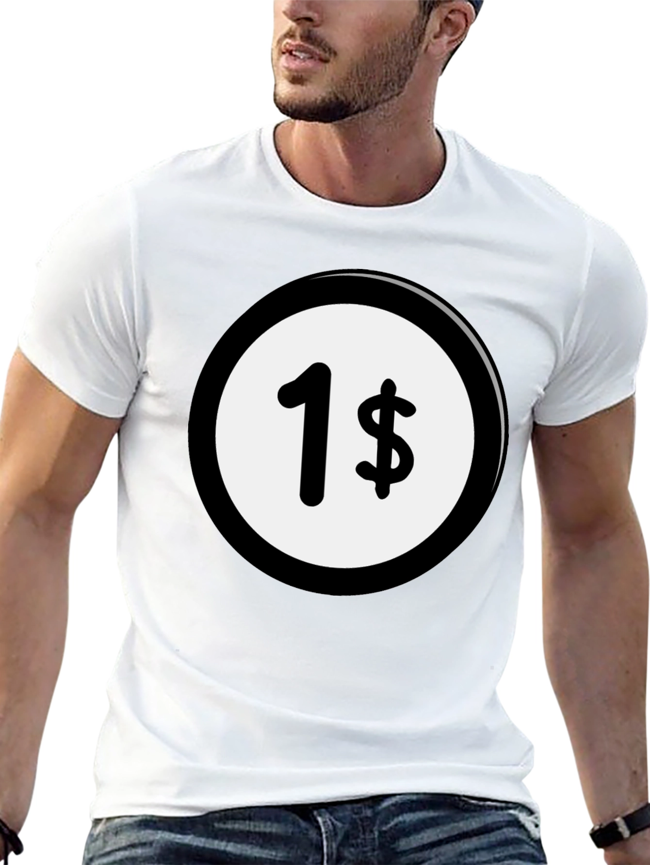 Black One Cent Graphic Tee - Black Cotton Casual Shirt view 13