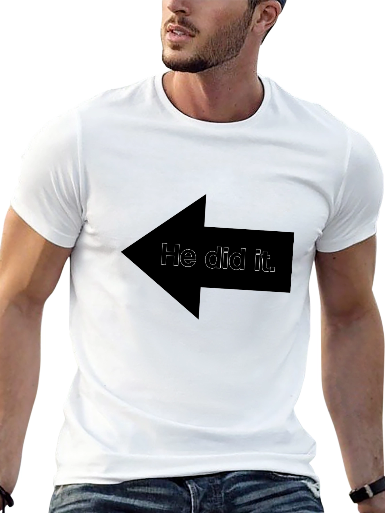Black Funny "He Did It" Arrow Graphic T-Shirt view 13