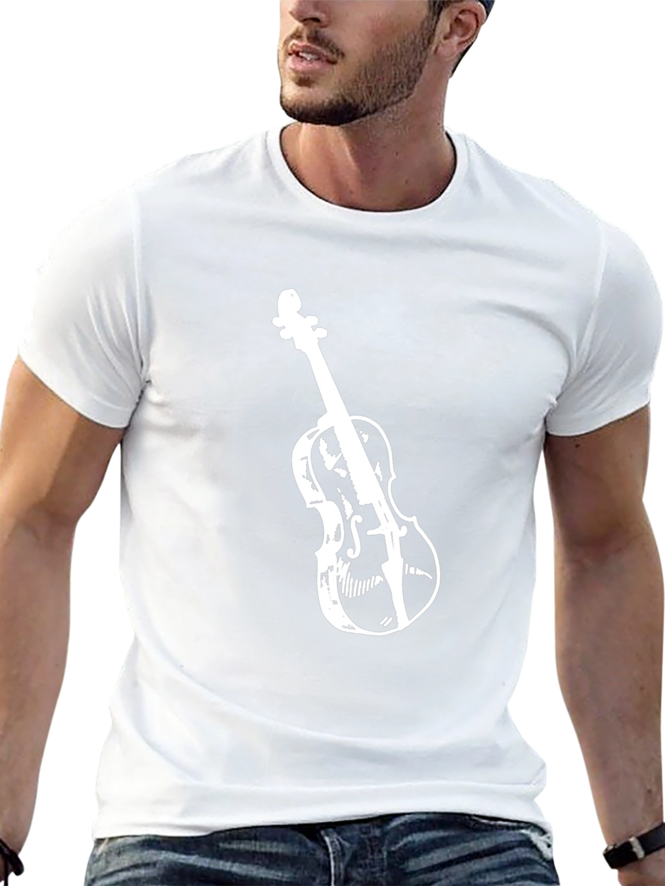 Black Violin Graphic Tee - Black Casual T-Shirt view 13