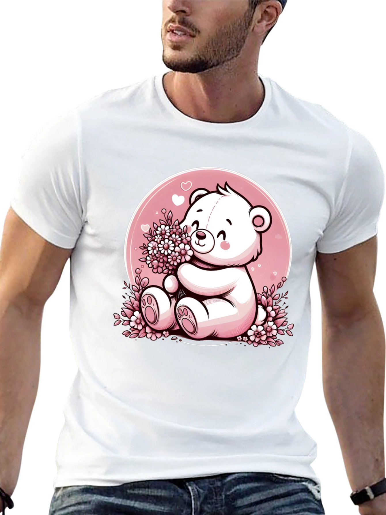 Black Cute Teddy Bear Graphic Tee view 13
