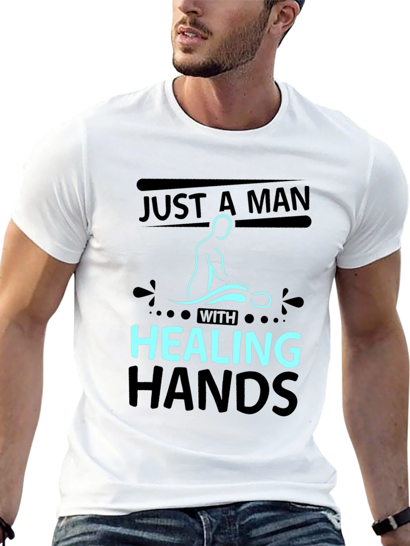 Black Healing Hands Massage Therapist Graphic Tee view 13