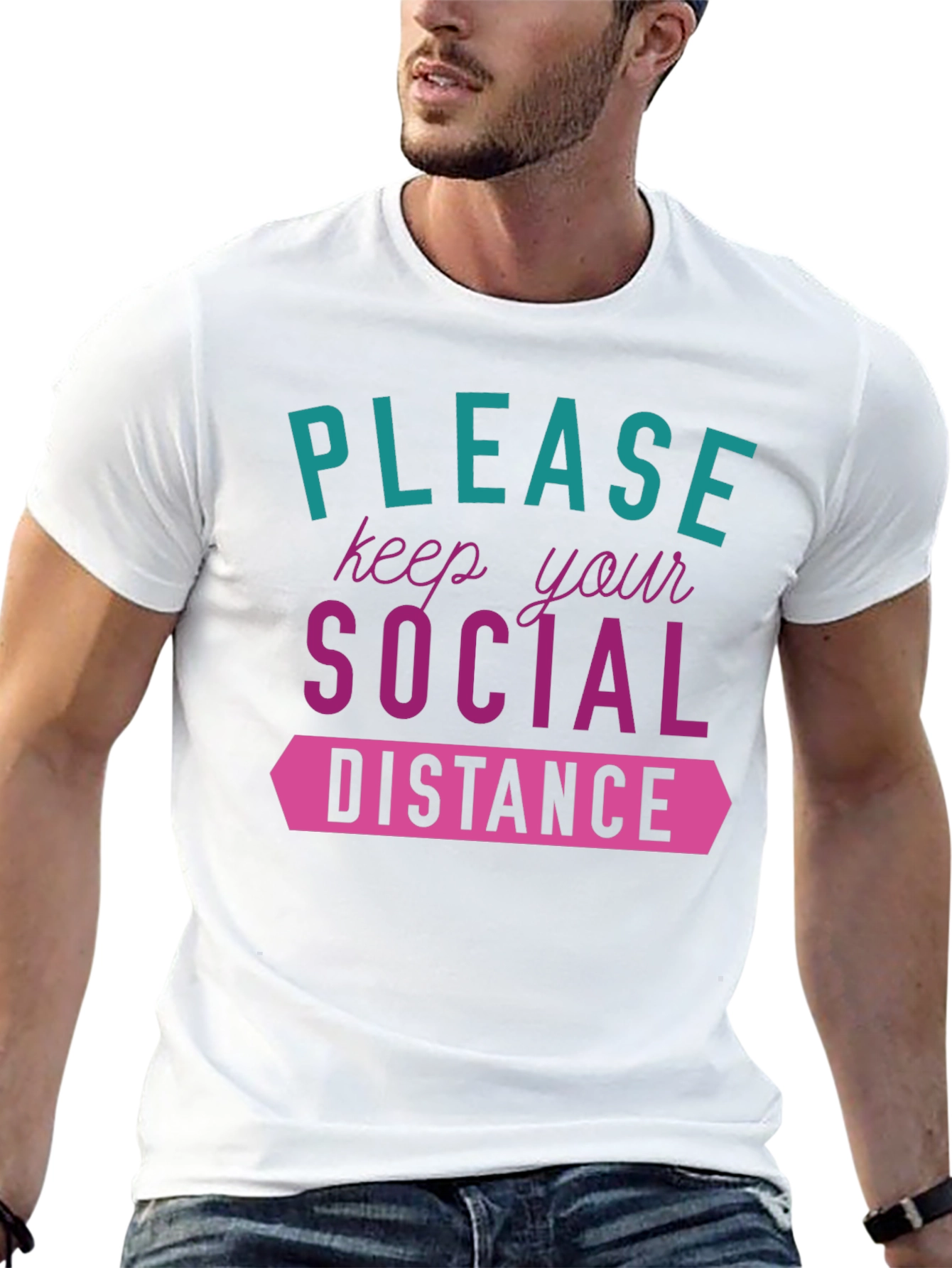 Black Social Distance Graphic Tee - Stylish & Safe! view 13