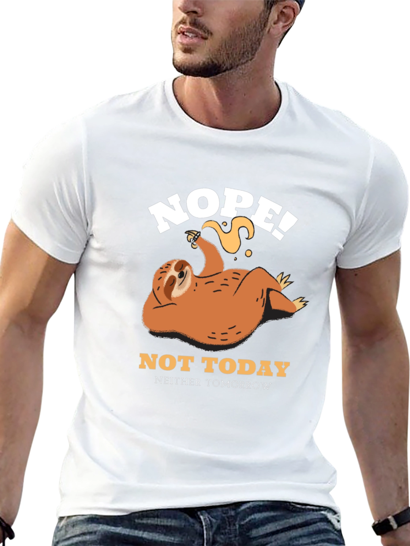 Black Nope, Not Today Sloth Graphic Tee view 13