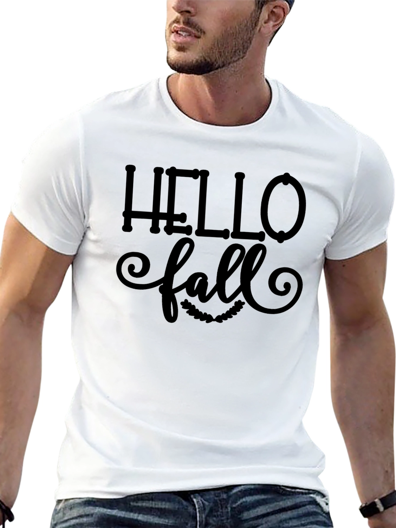 Black Hello Fall Graphic Tee - Unisex Black T-Shirt view 13