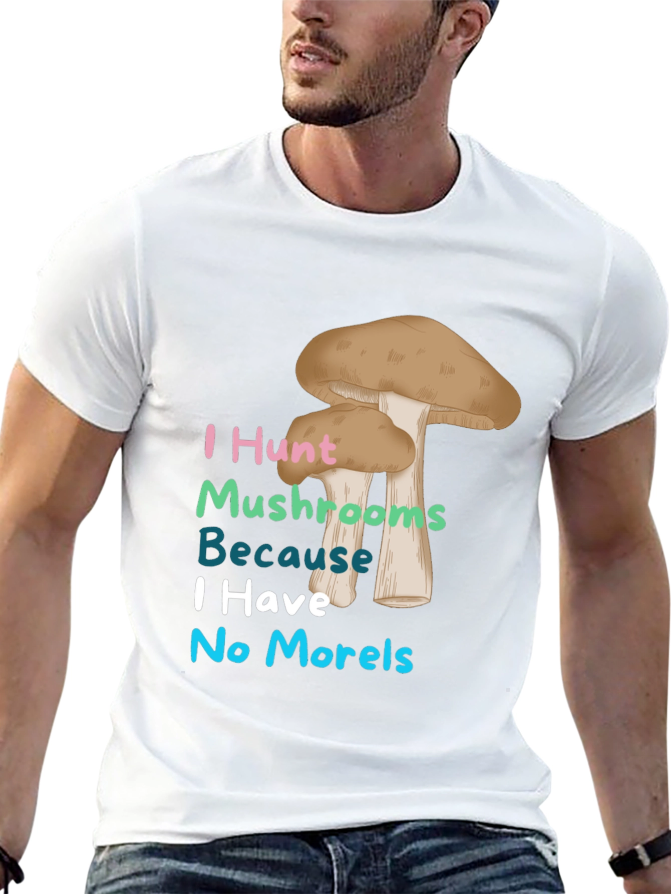 Black Mushroom Hunter T-Shirt - No Morels Joke Tee view 13