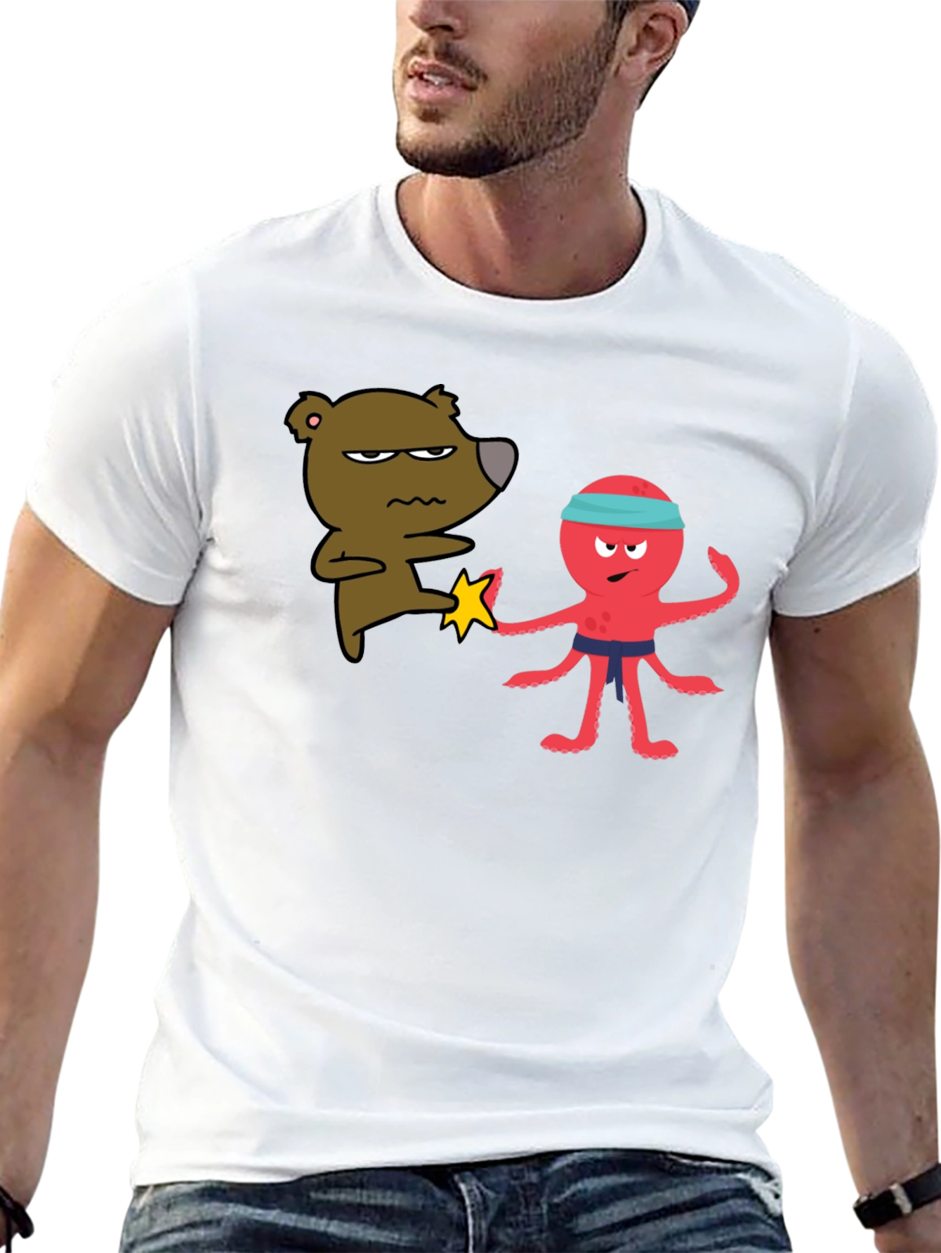 Black Bear vs Octopus T-Shirt - Martial Arts Funny Tee view 13