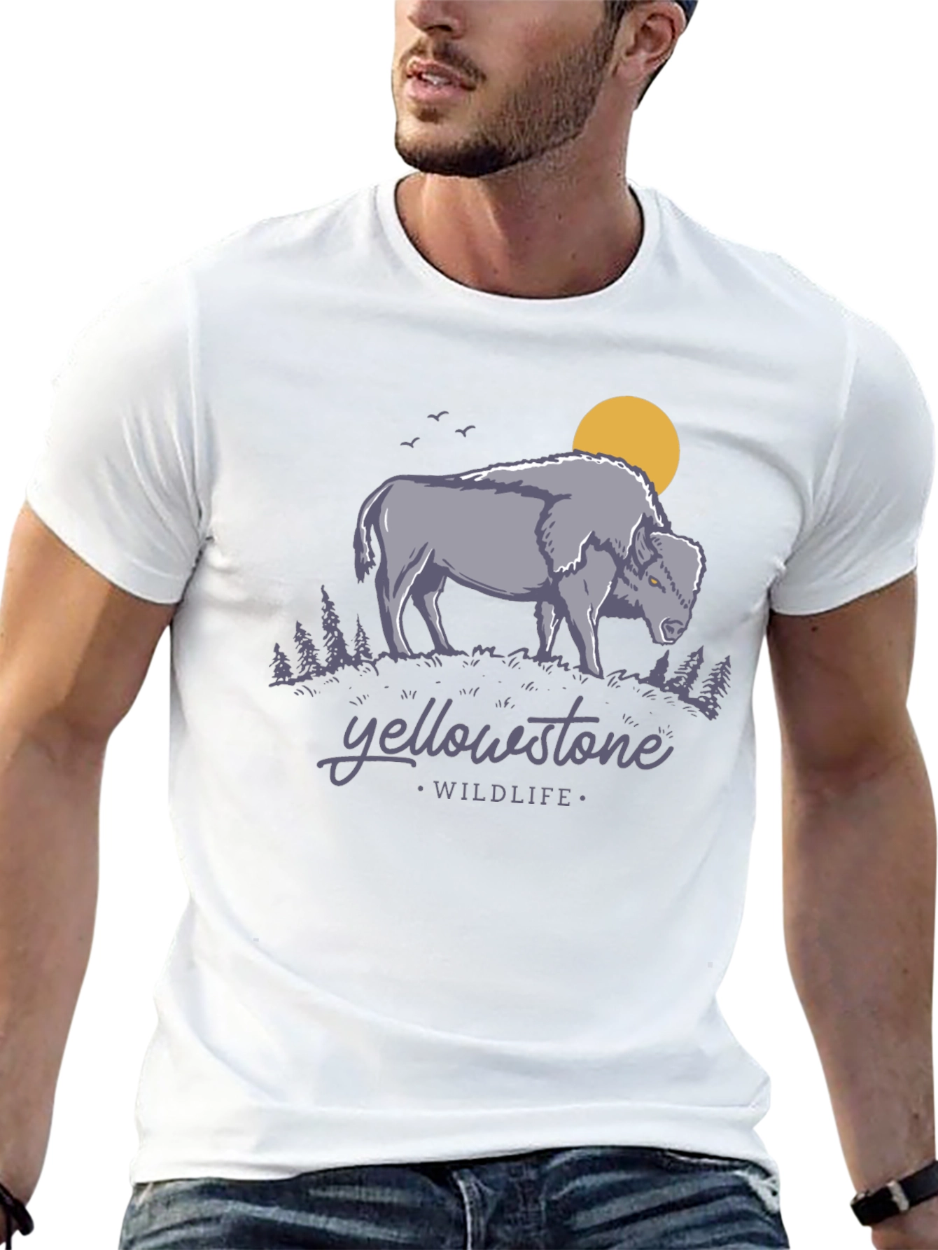 Black Yellowstone Wildlife Graphic Tee - Bison Design view 13