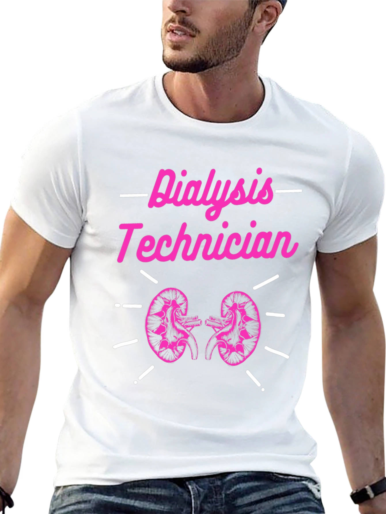 Dialysis Technician Graphic T-Shirt, Pink Print - 13