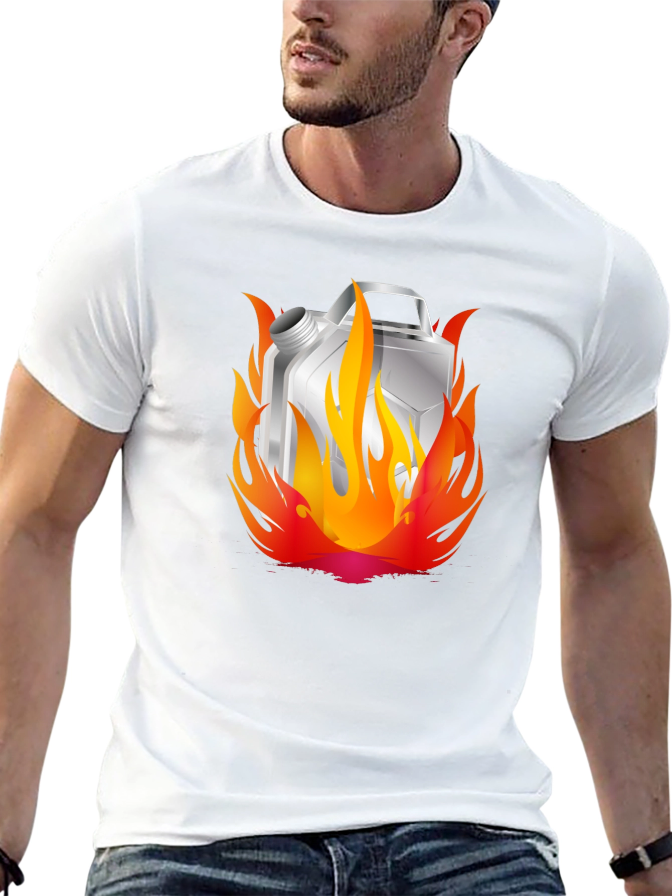 Black Burning Gas Can T-Shirt - Cool Graphic Tee view 13