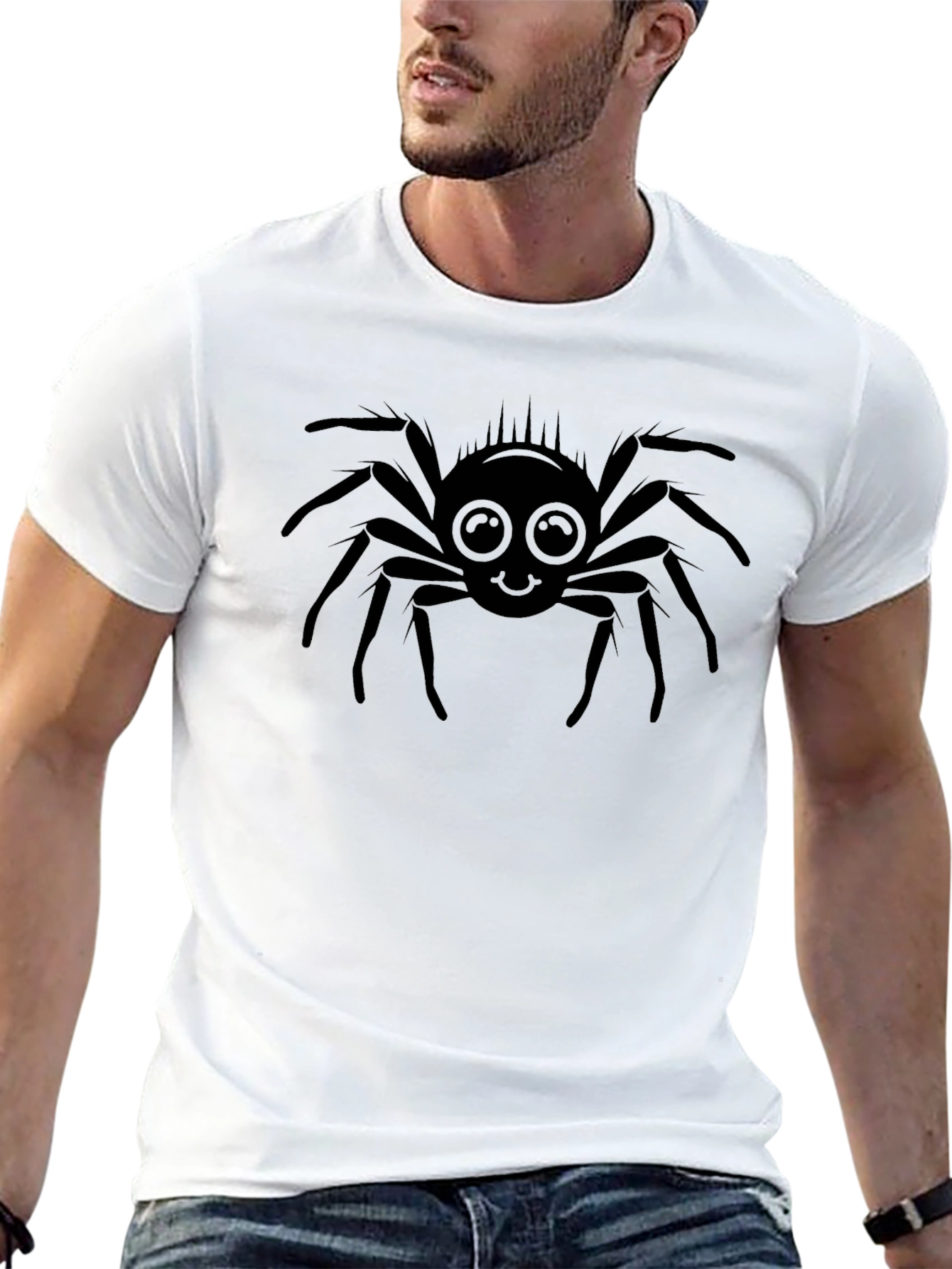 Black Cute Spider Graphic Tee - Men's Black T-Shirt view 13