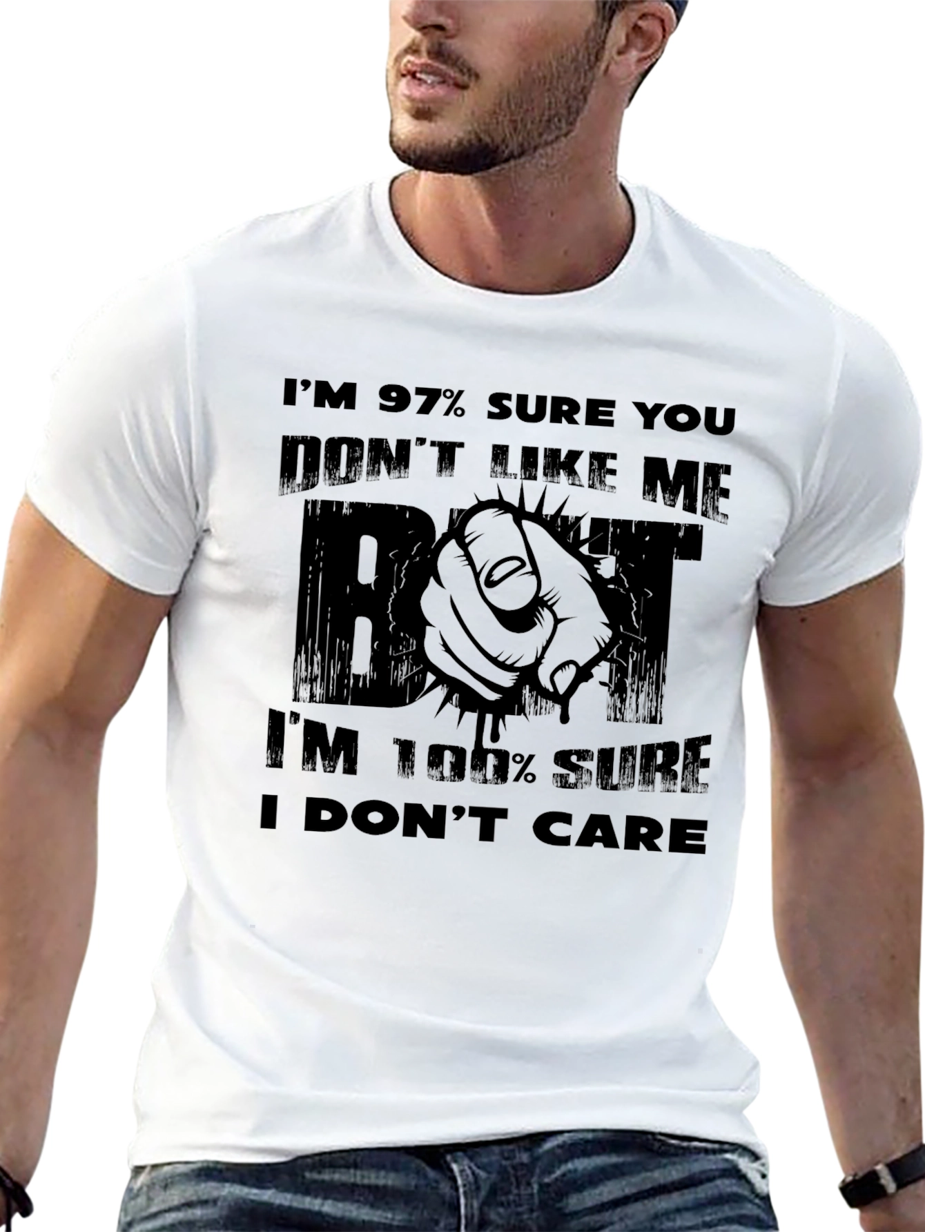 Black Funny Sarcastic Graphic T-Shirt: I Don't Care view 13