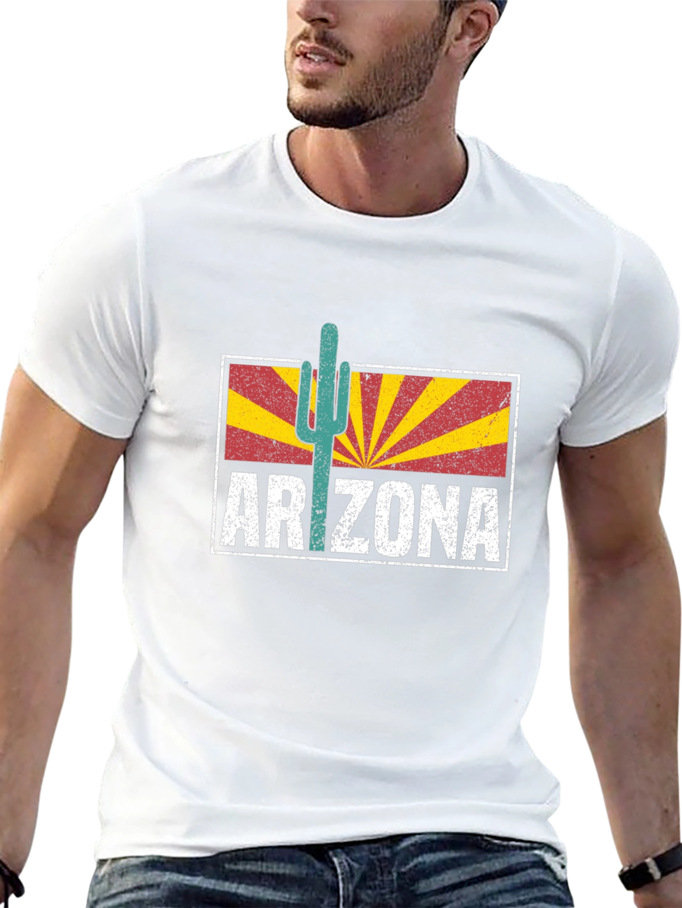 Black Arizona Retro Cactus T-Shirt view 13